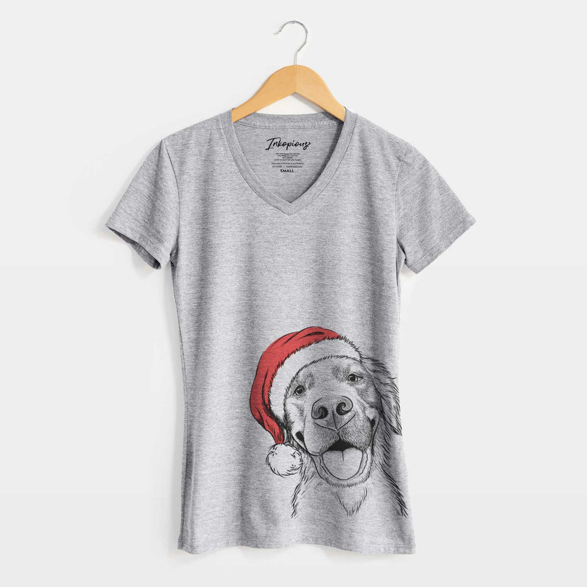 Santa Jordy the Golden Retriever - Women's V-neck Shirt