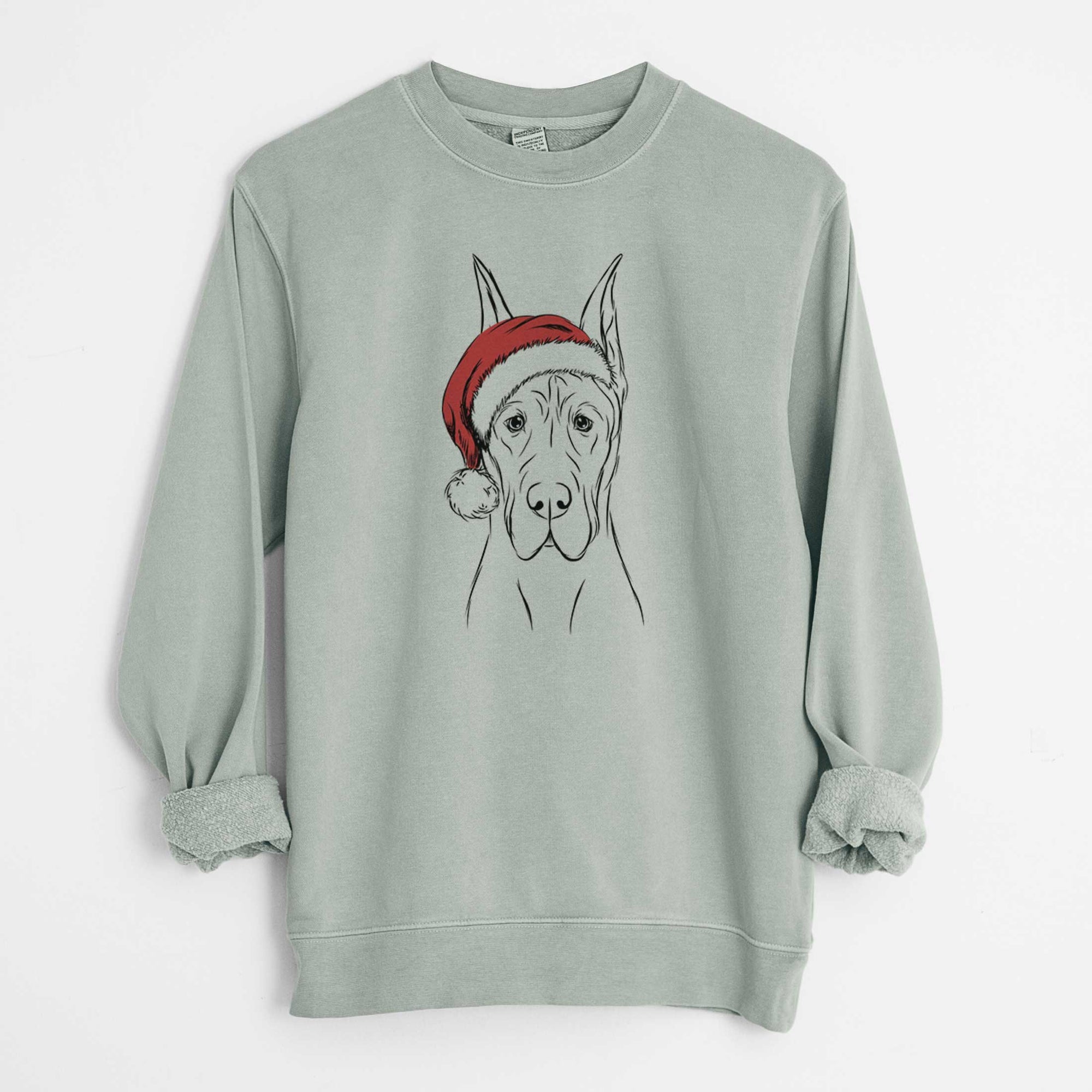 Santa Jude the Great Dane - Unisex Pigment Dyed Crew Sweatshirt