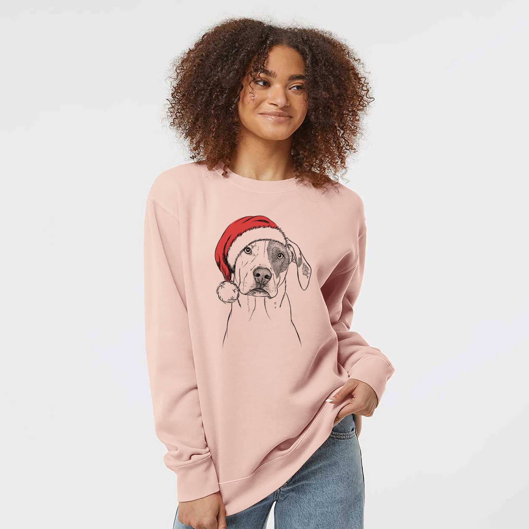 Santa Julio the Dogo Argentino Mix - Unisex Pigment Dyed Crew Sweatshirt