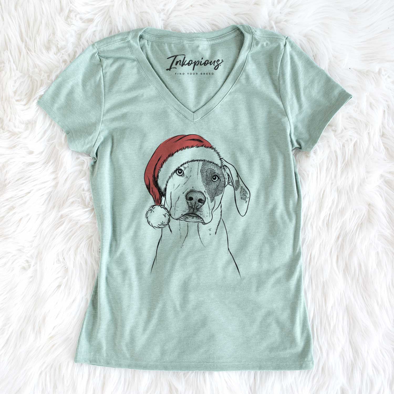 Santa Julio the Dogo Argentino Mix - Women's V-neck Shirt