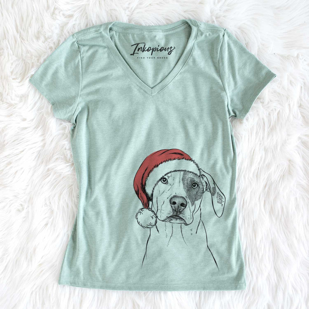 Santa Julio the Dogo Argentino Mix - Women&#39;s V-neck Shirt