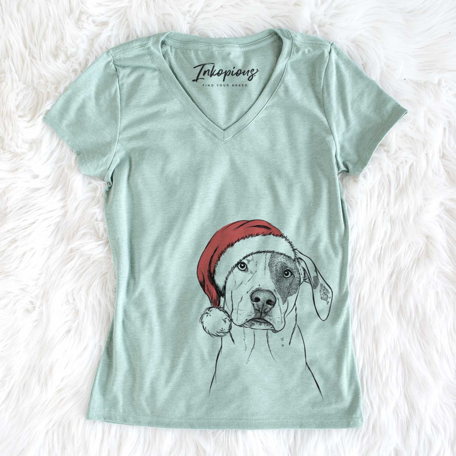 Santa Julio the Dogo Argentino Mix - Women's V-neck Shirt