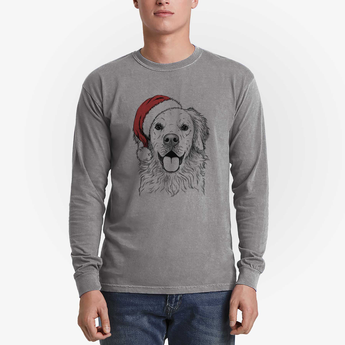Santa Juniper the Golden Retriever - Heavyweight 100% Cotton Long Sleeve