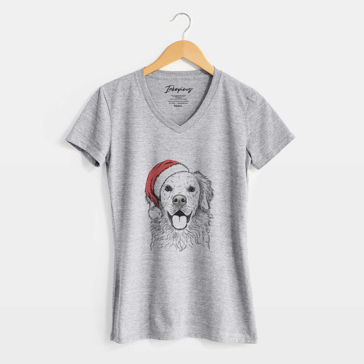 Santa Juniper the Golden Retriever - Women's V-neck Shirt