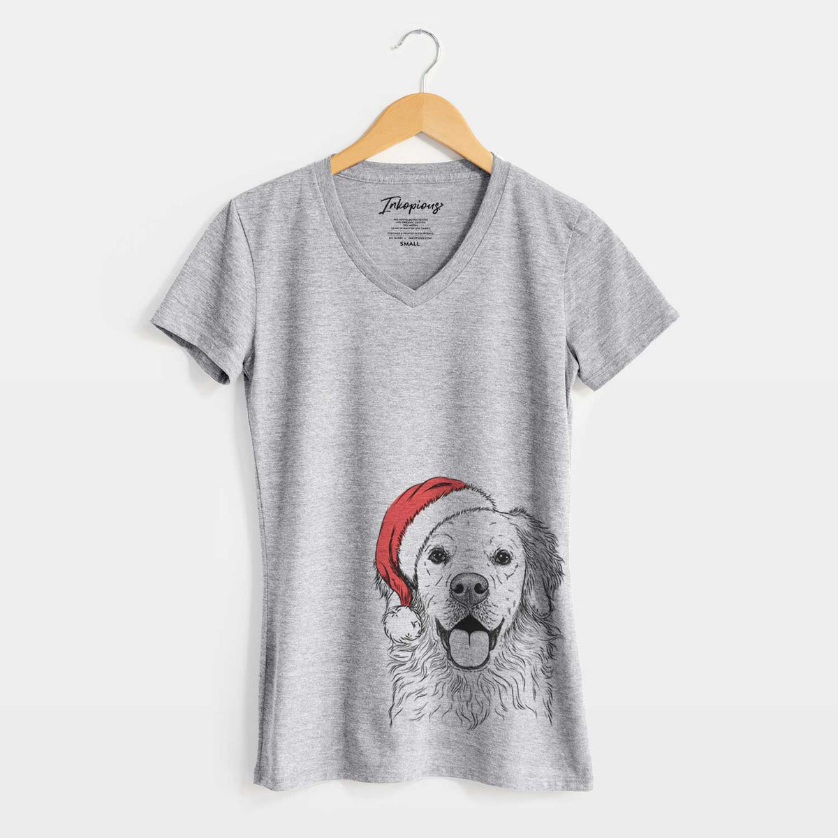 Santa Juniper the Golden Retriever - Women's V-neck Shirt