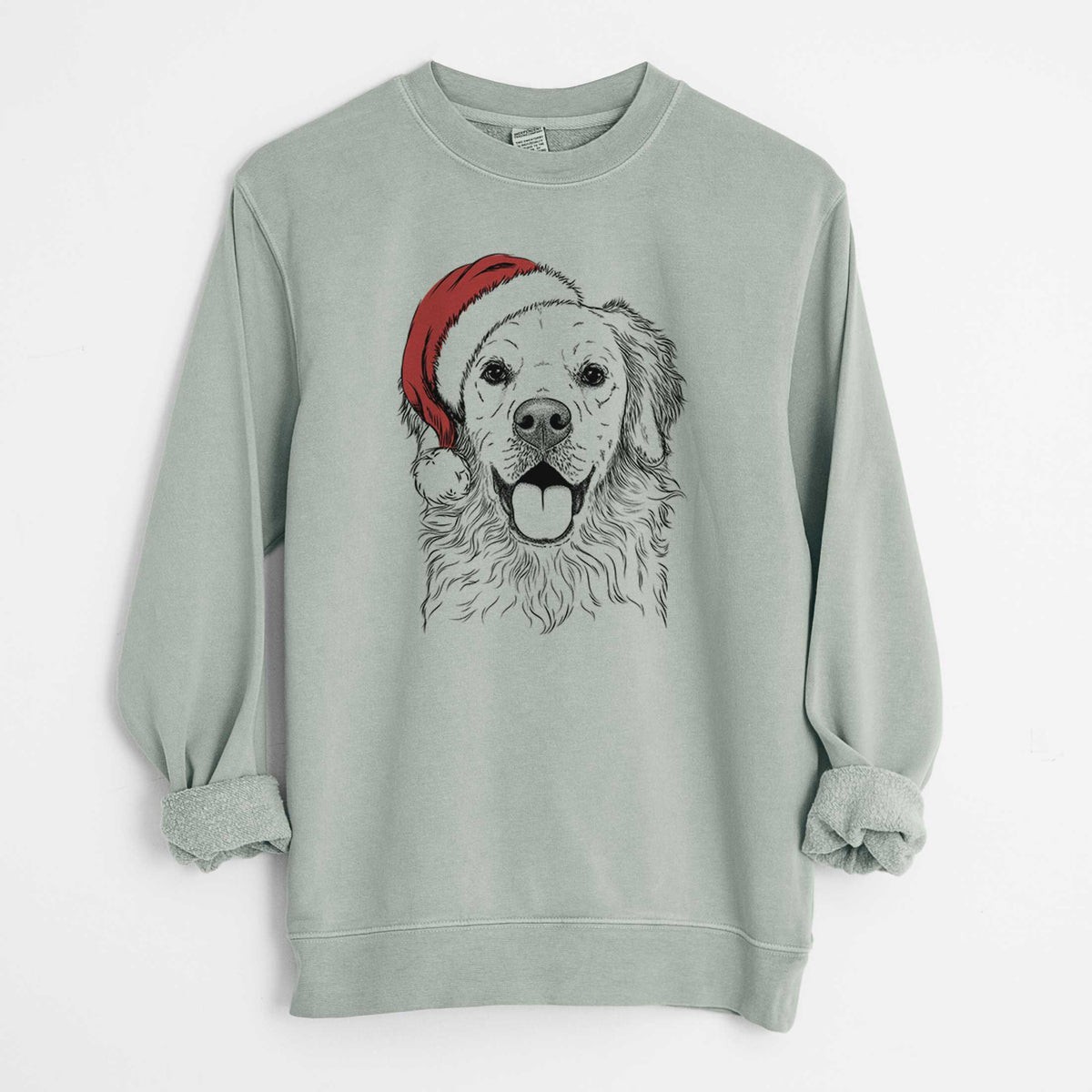 Santa Juniper the Golden Retriever - Unisex Pigment Dyed Crew Sweatshirt