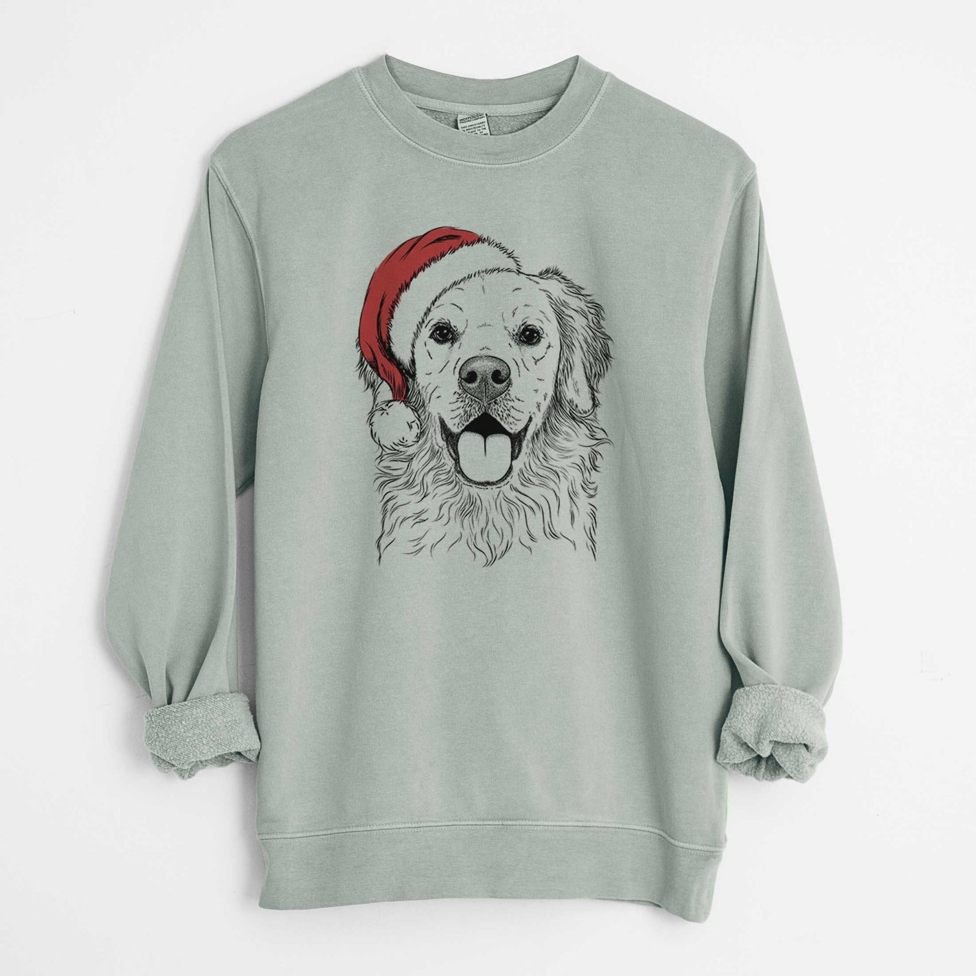 Santa Juniper the Golden Retriever - Unisex Pigment Dyed Crew Sweatshirt