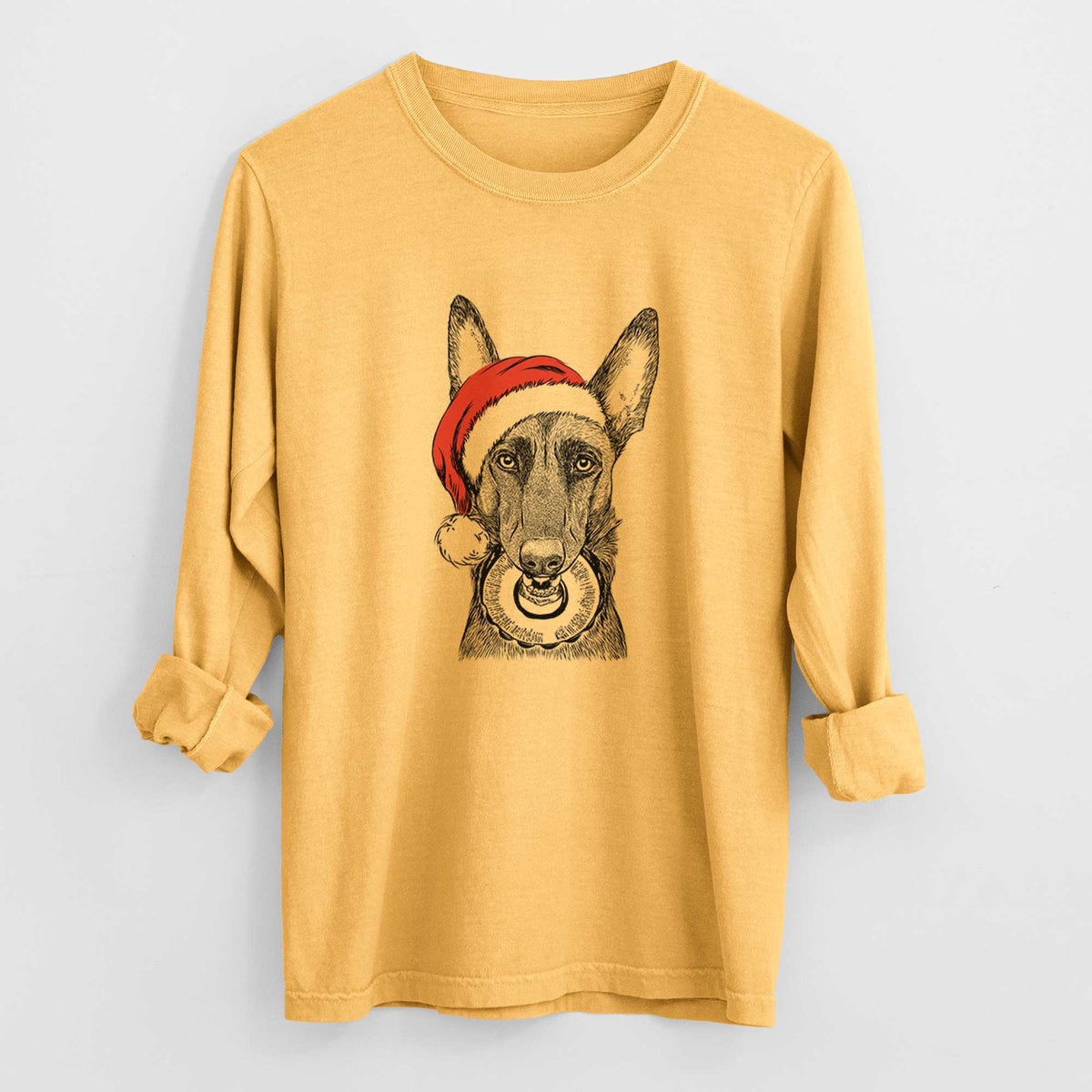 Santa Juno the Belgian Malinois - Heavyweight 100% Cotton Long Sleeve