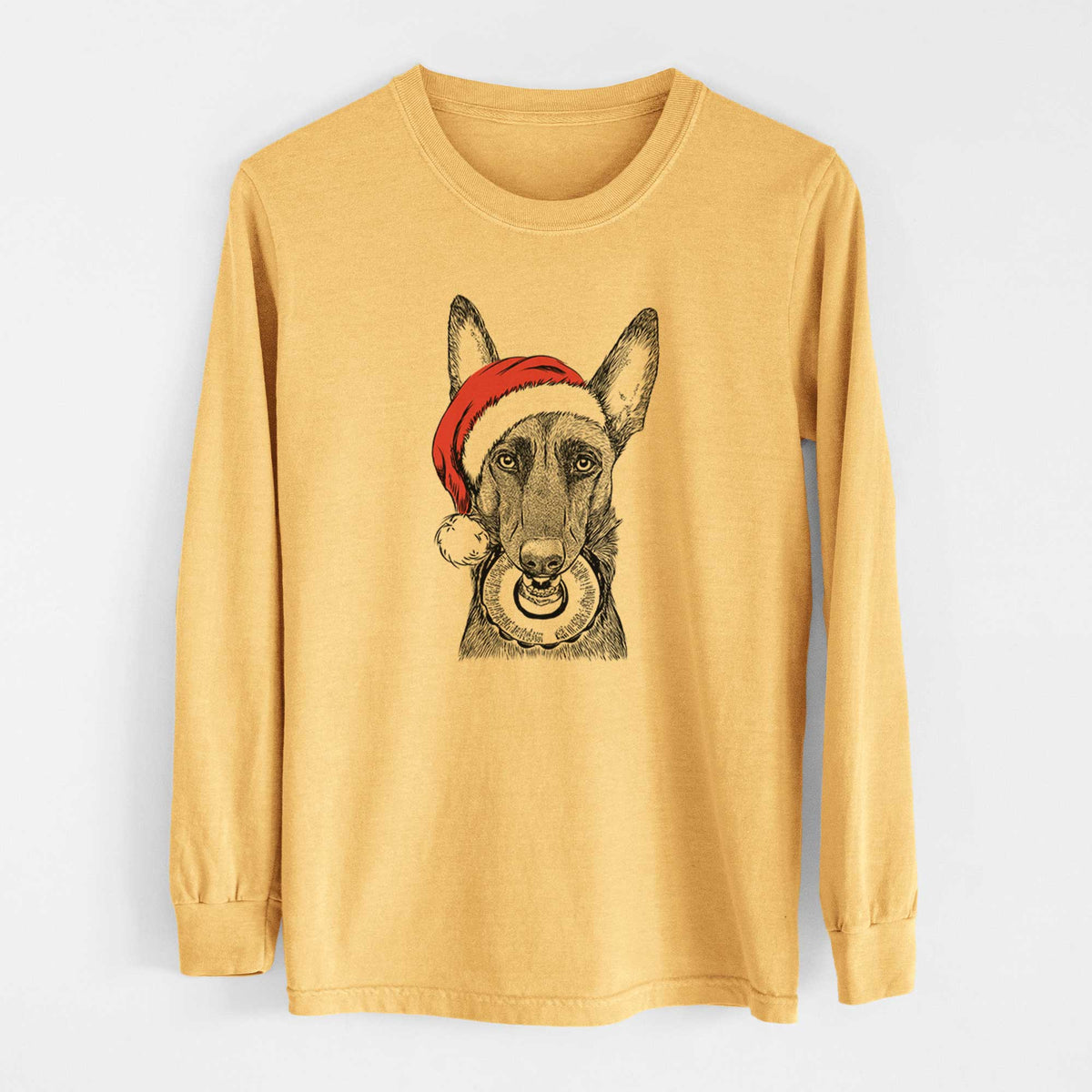 Santa Juno the Belgian Malinois - Heavyweight 100% Cotton Long Sleeve