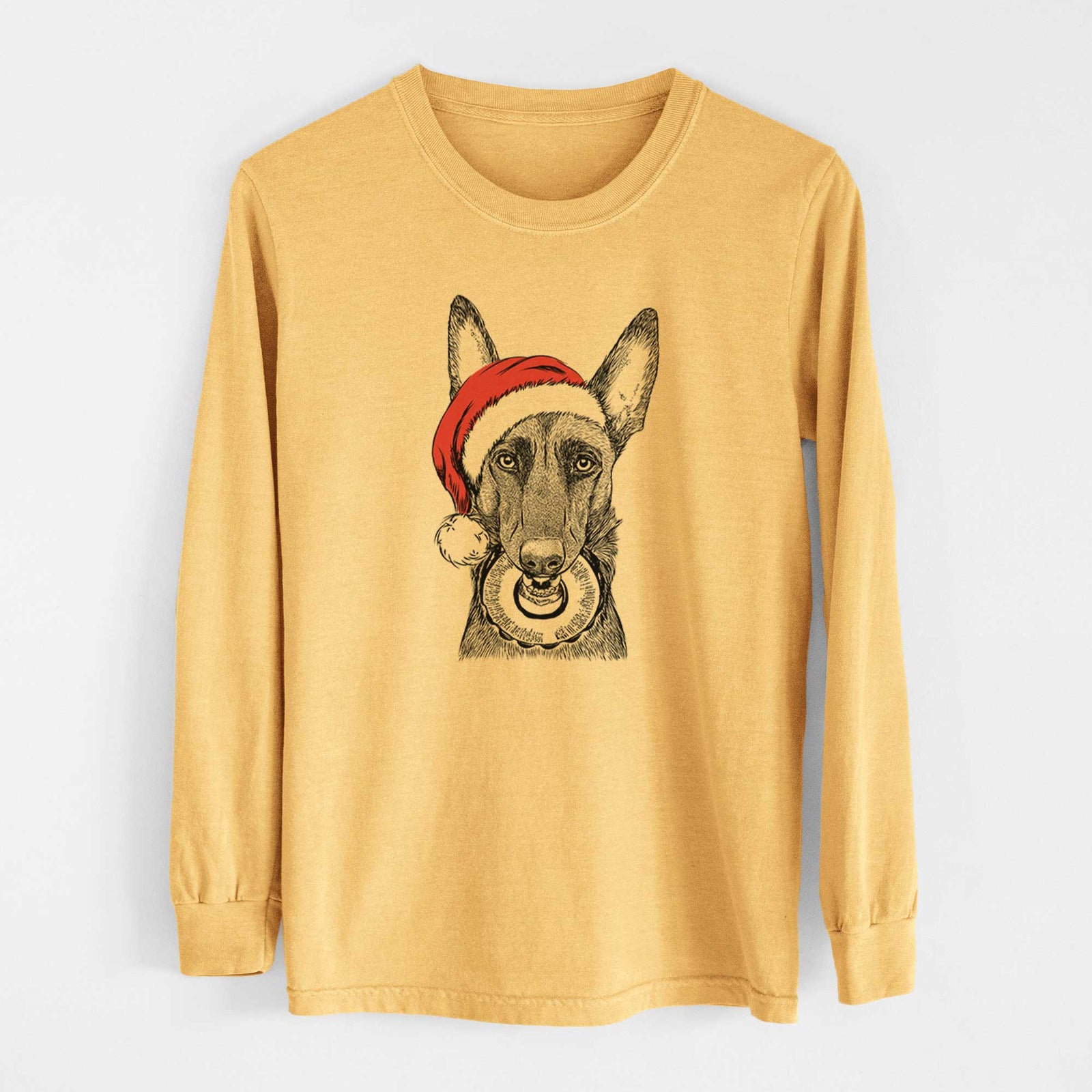 Santa Juno the Belgian Malinois - Heavyweight 100% Cotton Long Sleeve