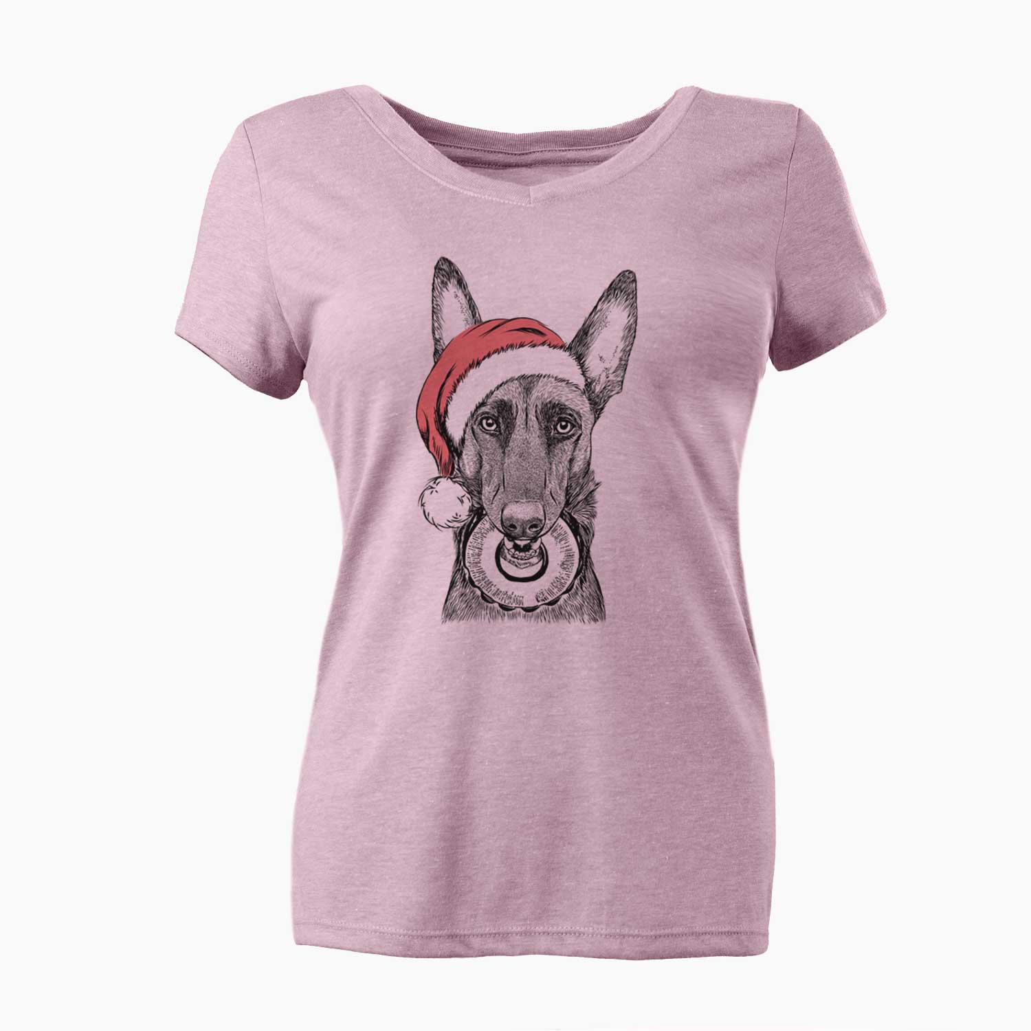 Santa Juno the Belgian Malinois - Women's V-neck Shirt