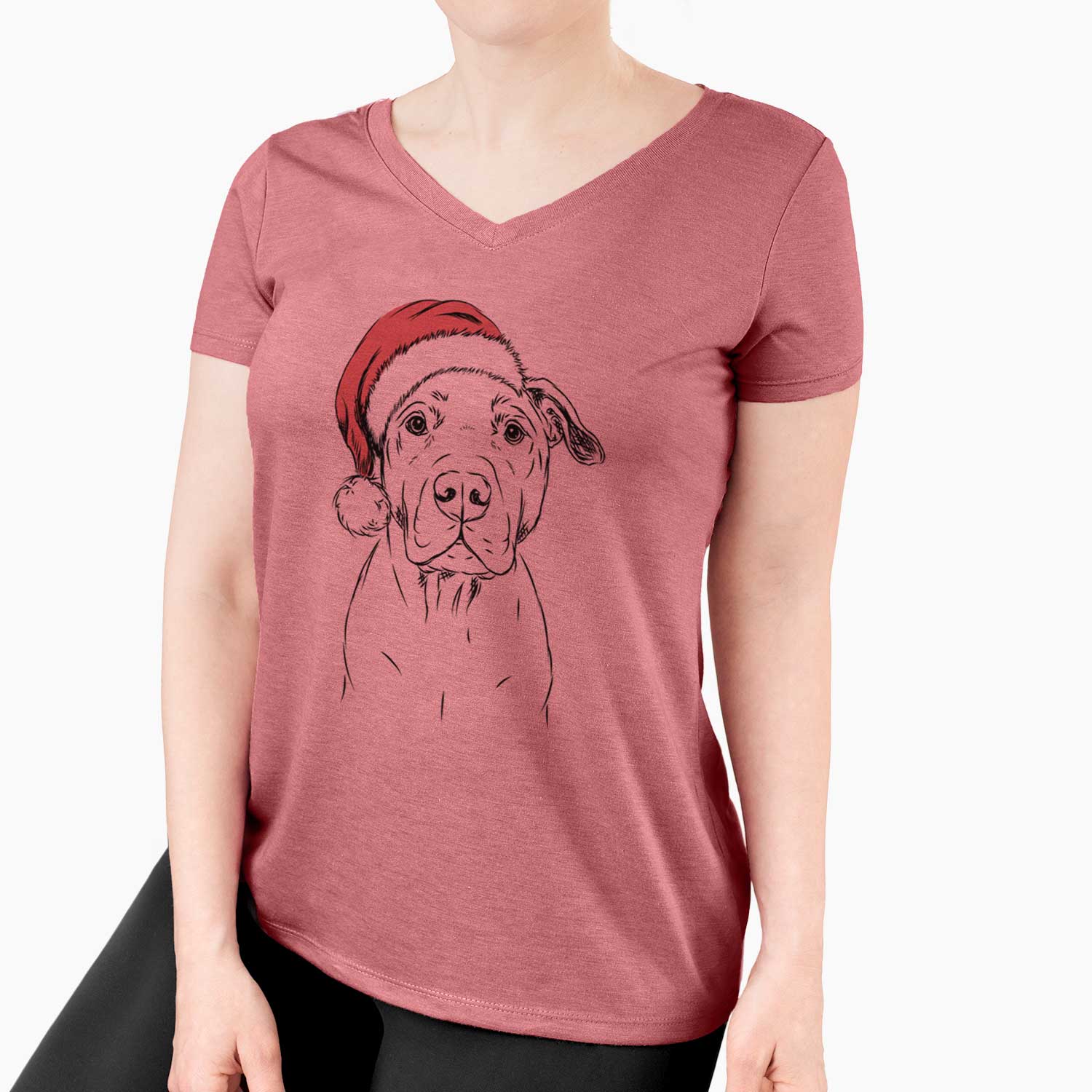 Santa Kadin the Pitbull - Women's V-neck Shirt