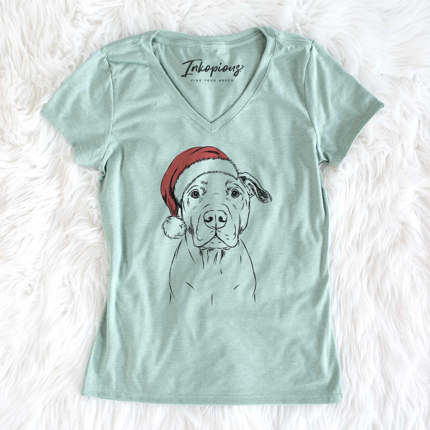 Santa Kadin the Pitbull - Women's V-neck Shirt