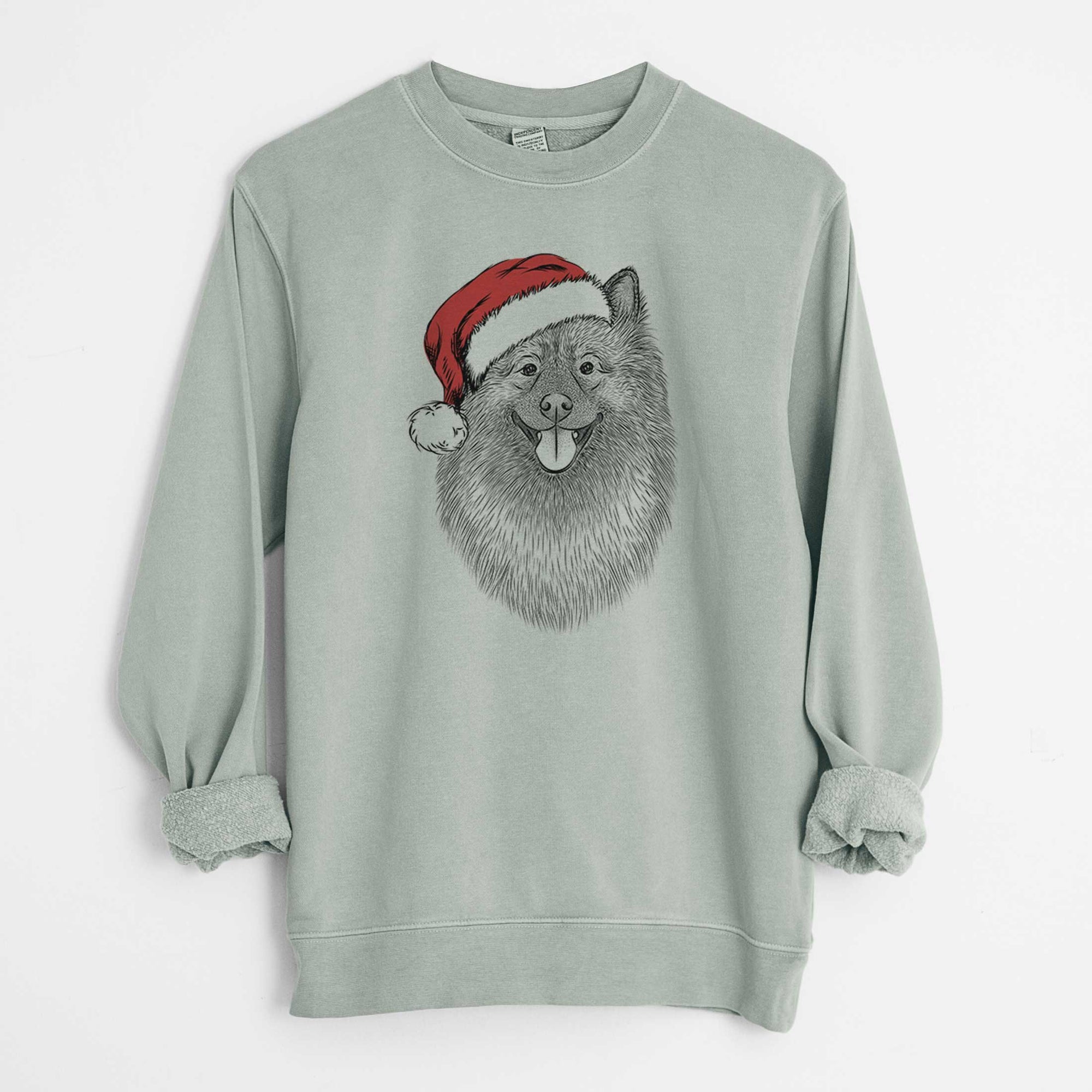 Santa Kai the Keeshond - Unisex Pigment Dyed Crew Sweatshirt