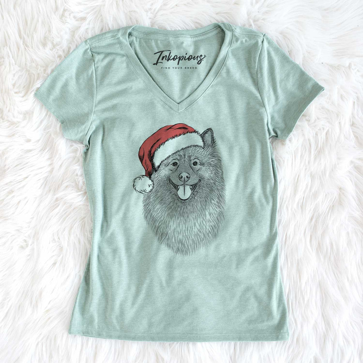 Santa Kai the Keeshond - Women's V-neck Shirt