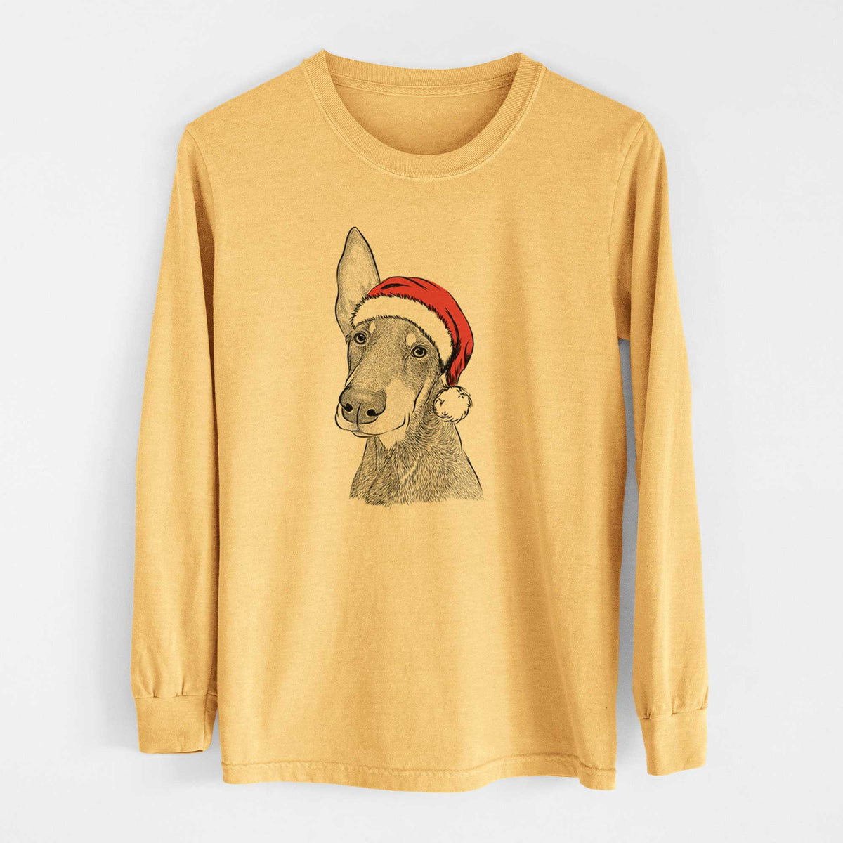 Santa Kain the Doberman Pinscher - Heavyweight 100% Cotton Long Sleeve