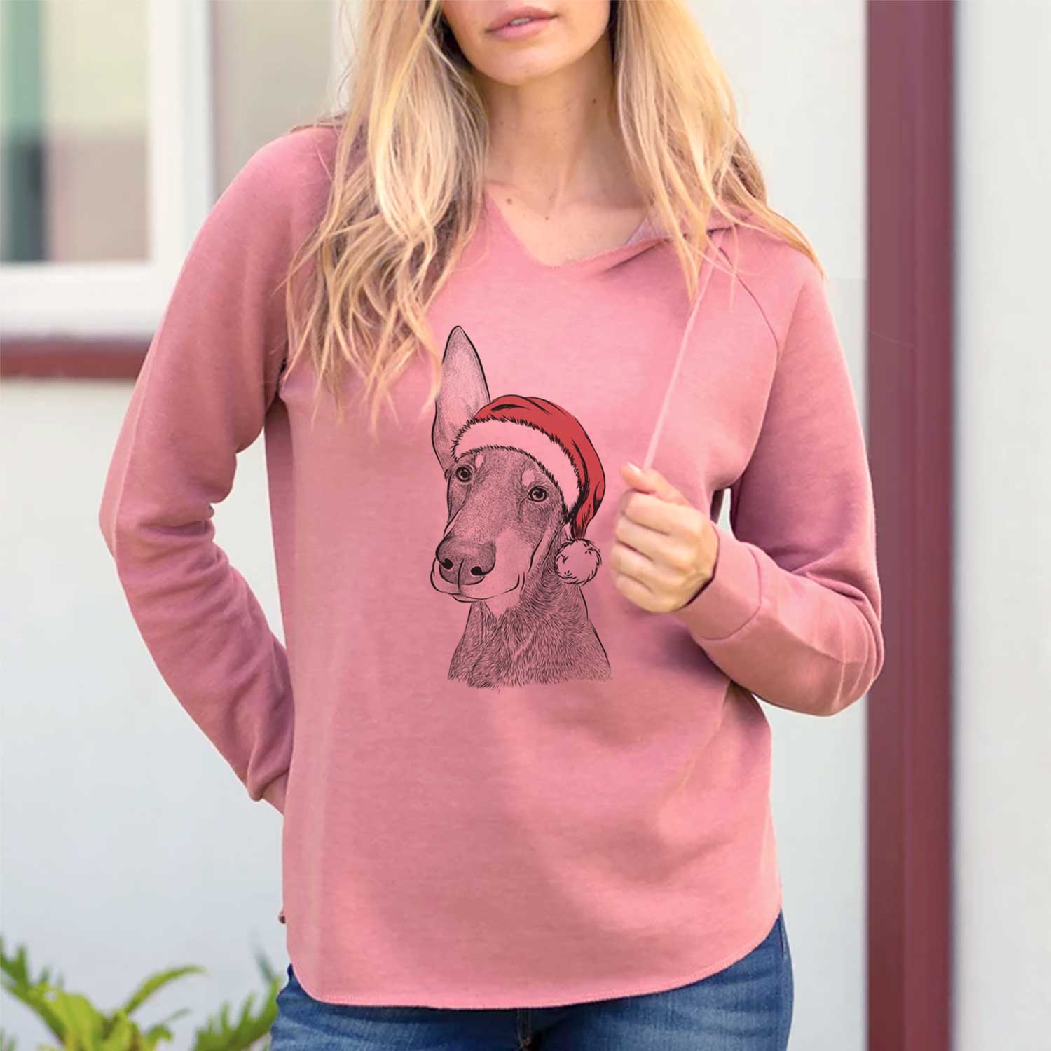 Santa Kain the Doberman Pinscher - Cali Wave Hooded Sweatshirt