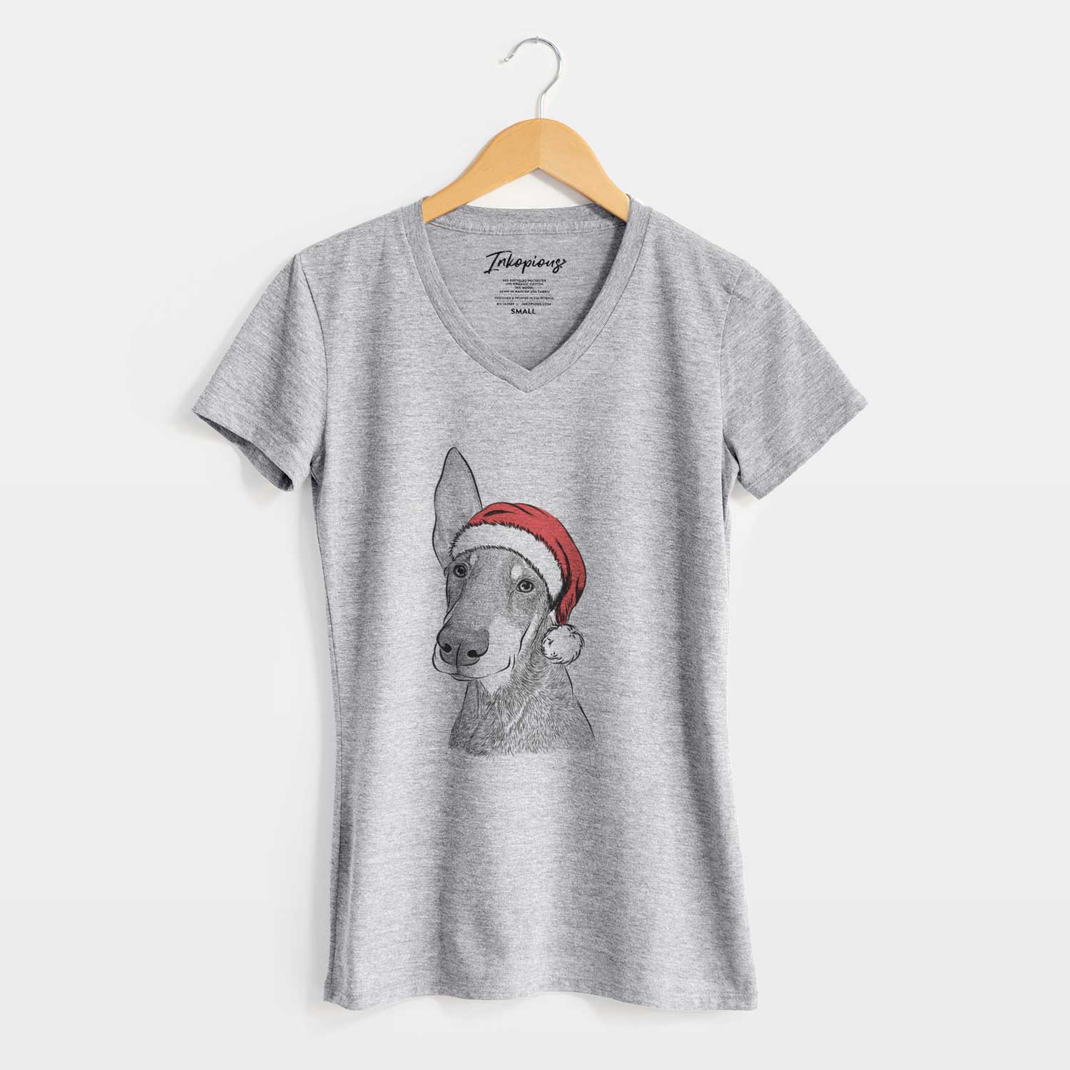Santa Kain the Doberman Pinscher - Women's V-neck Shirt