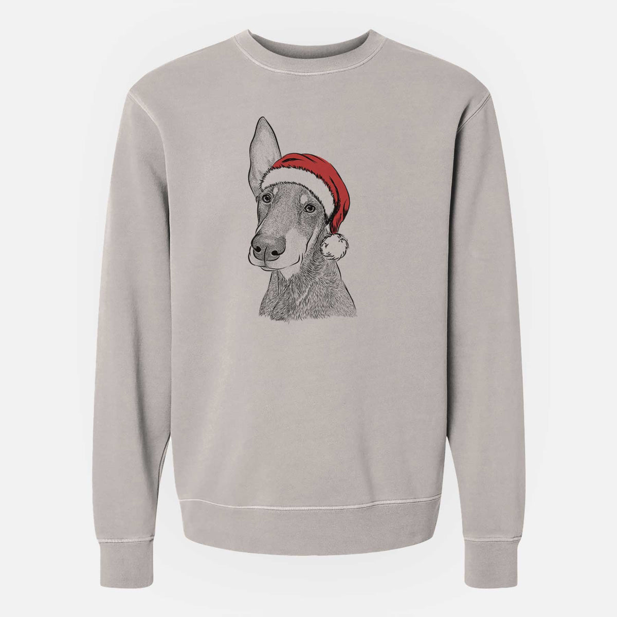 Santa Kain the Doberman Pinscher - Unisex Pigment Dyed Crew Sweatshirt