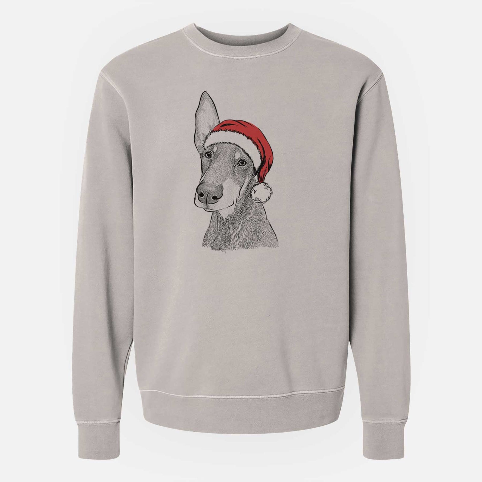 Santa Kain the Doberman Pinscher - Unisex Pigment Dyed Crew Sweatshirt
