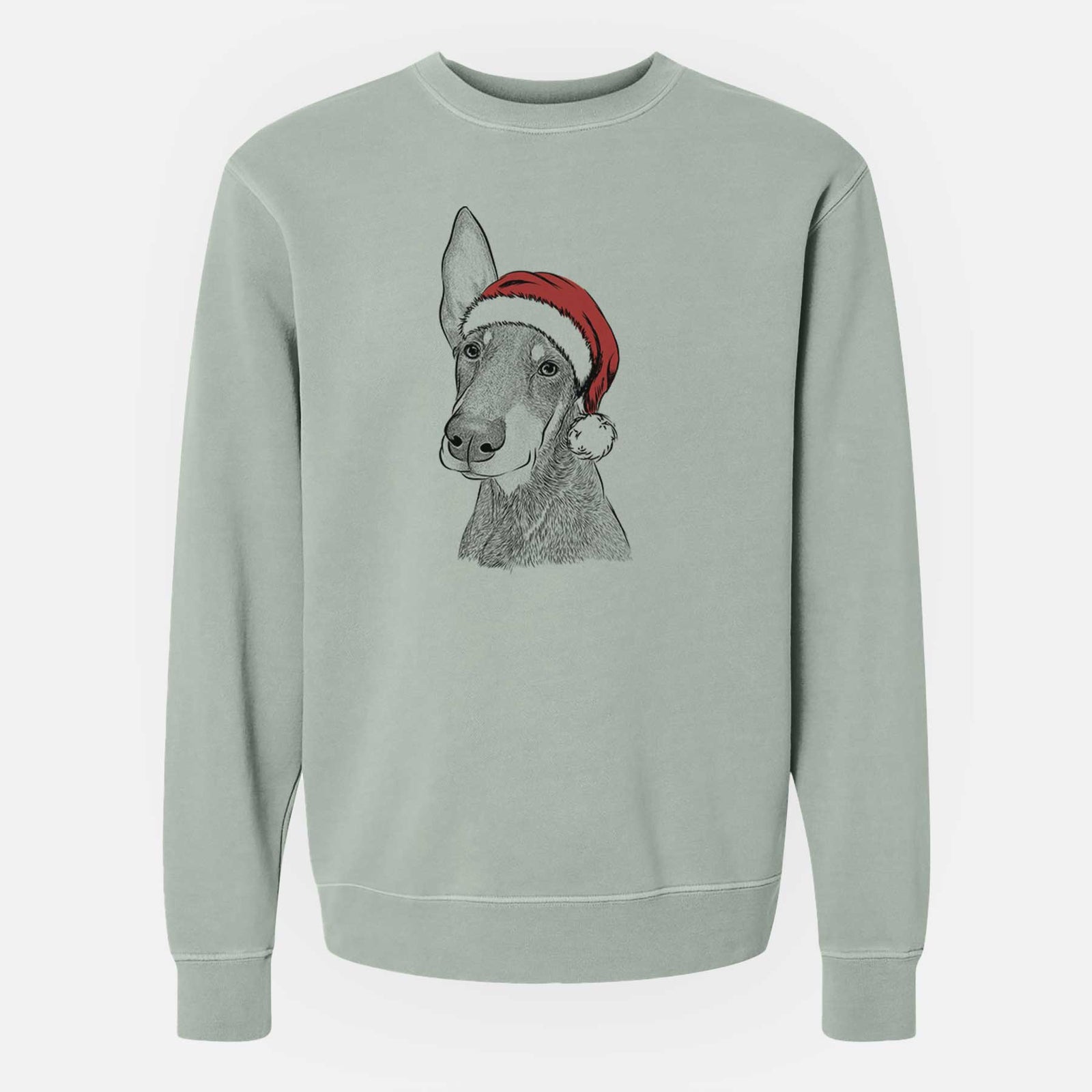 Santa Kain the Doberman Pinscher - Unisex Pigment Dyed Crew Sweatshirt