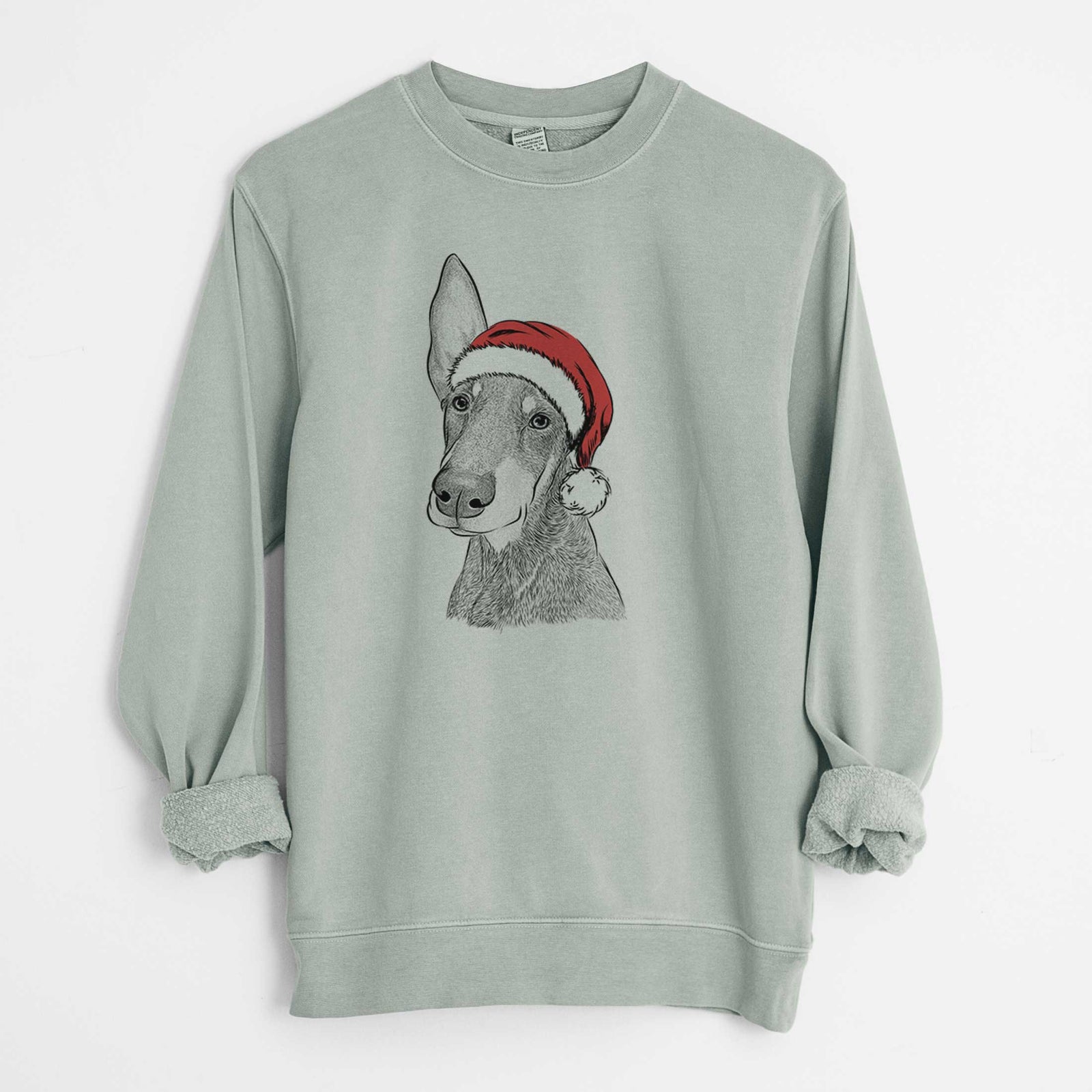 Santa Kain the Doberman Pinscher - Unisex Pigment Dyed Crew Sweatshirt