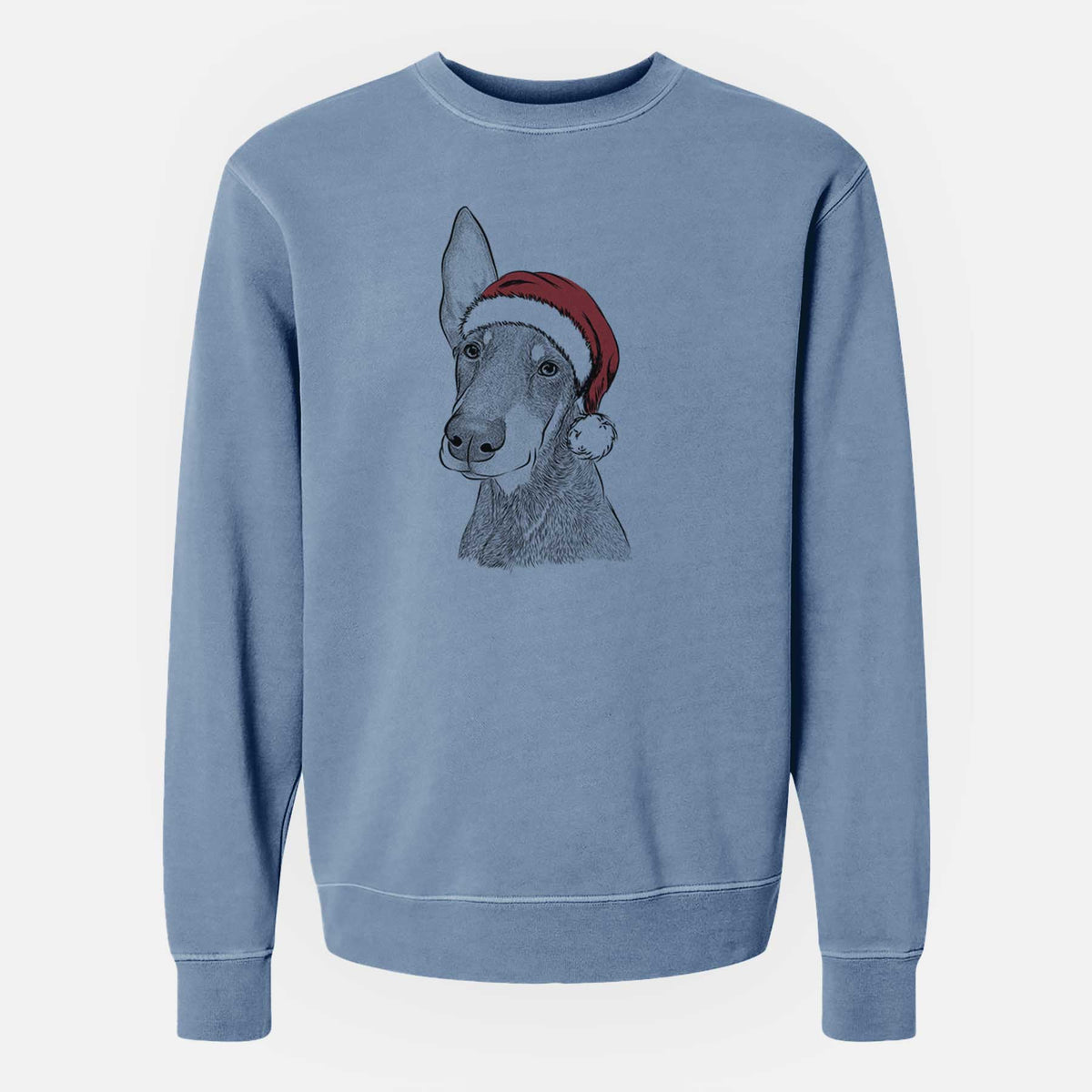 Santa Kain the Doberman Pinscher - Unisex Pigment Dyed Crew Sweatshirt