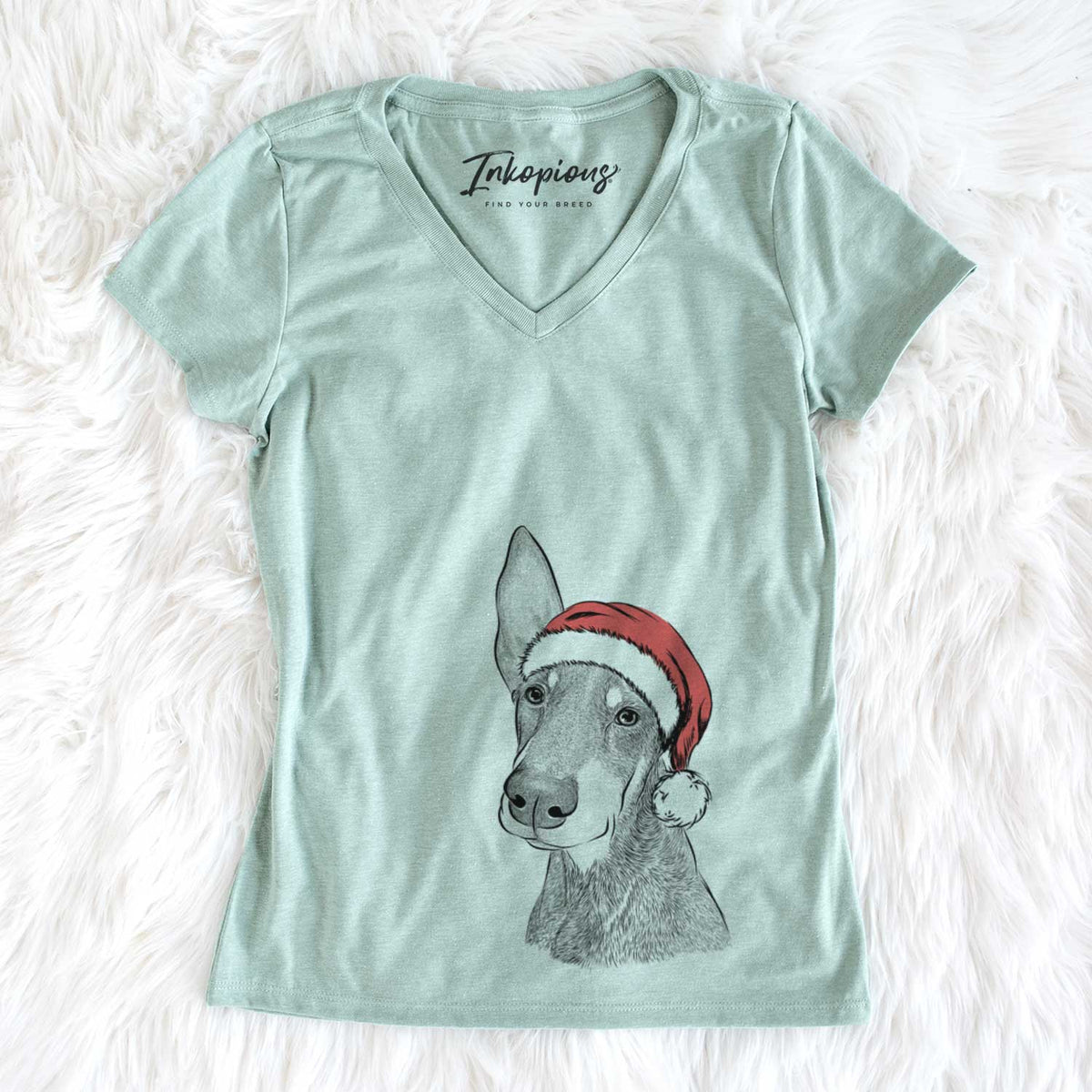 Santa Kain the Doberman Pinscher - Women's V-neck Shirt