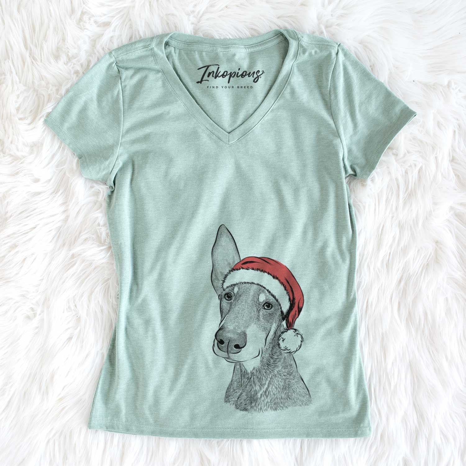 Santa Kain the Doberman Pinscher - Women's V-neck Shirt