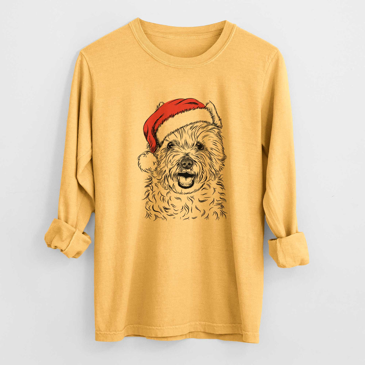 Santa Kami the West Highland Terrier - Heavyweight 100% Cotton Long Sleeve