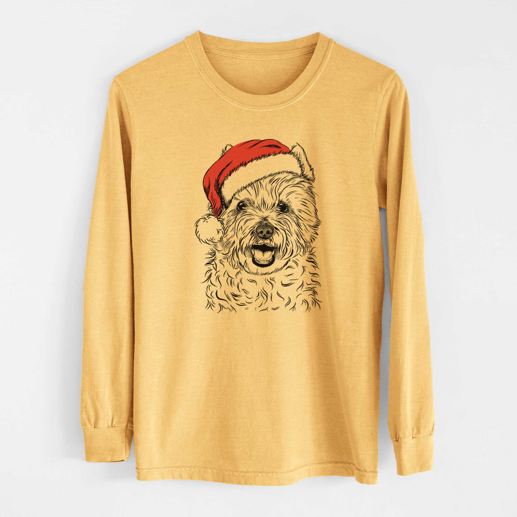 Santa Kami the West Highland Terrier - Heavyweight 100% Cotton Long Sleeve