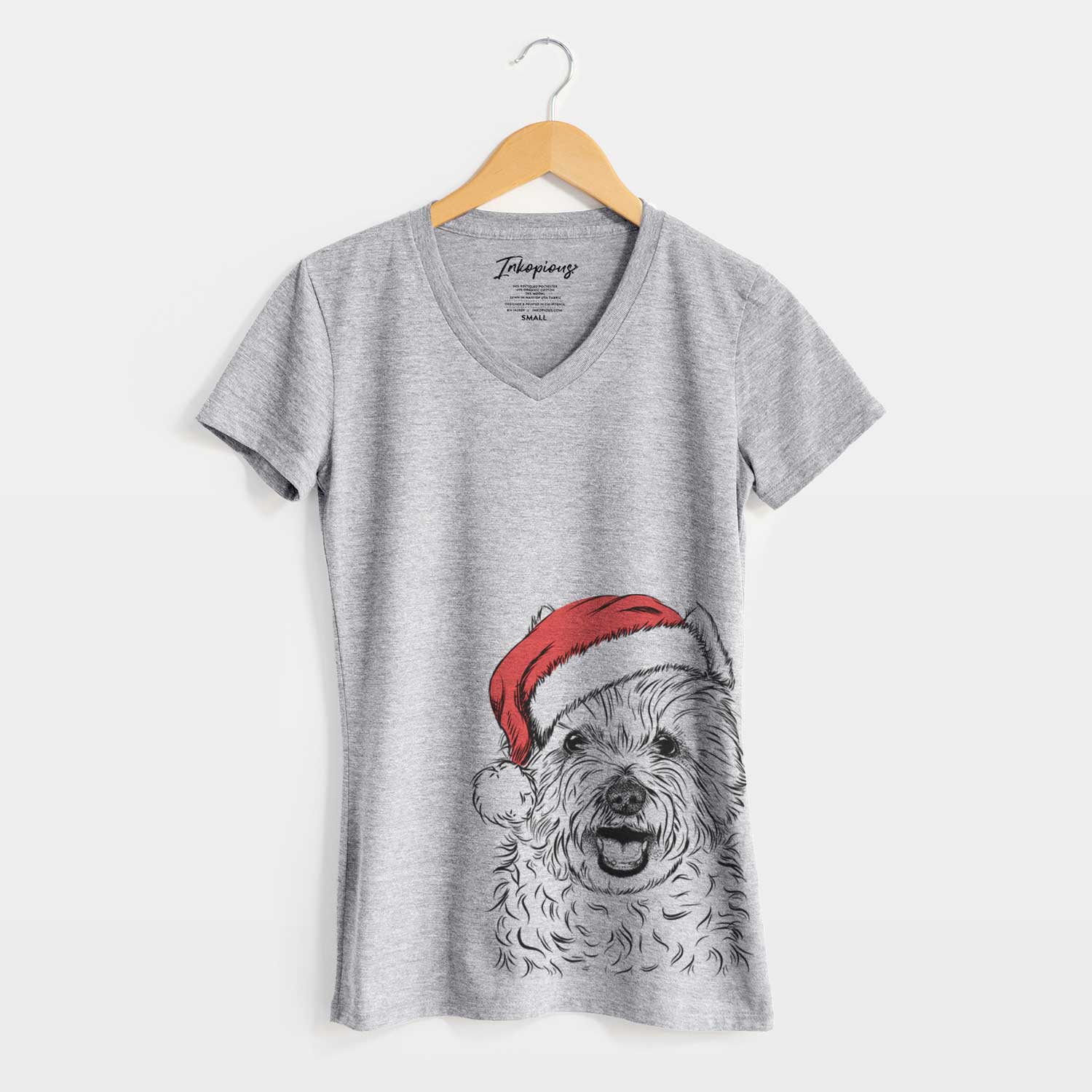 Santa Kami the West Highland Terrier - Women's V-neck Shirt