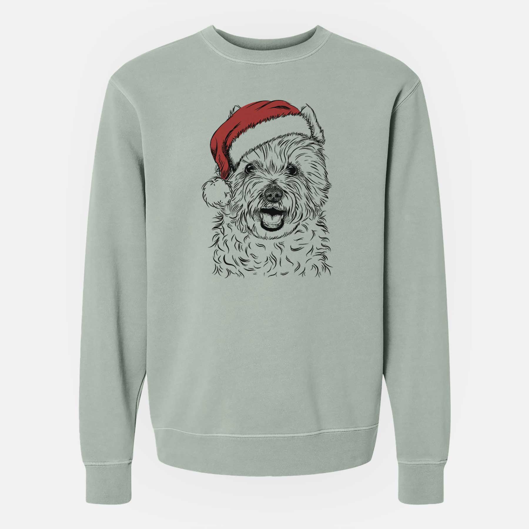 Santa Kami the West Highland Terrier - Unisex Pigment Dyed Crew Sweatshirt