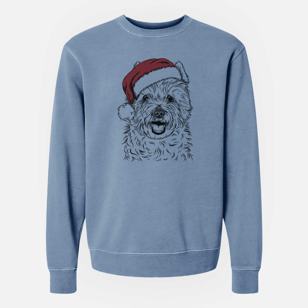 Santa Kami the West Highland Terrier - Unisex Pigment Dyed Crew Sweatshirt