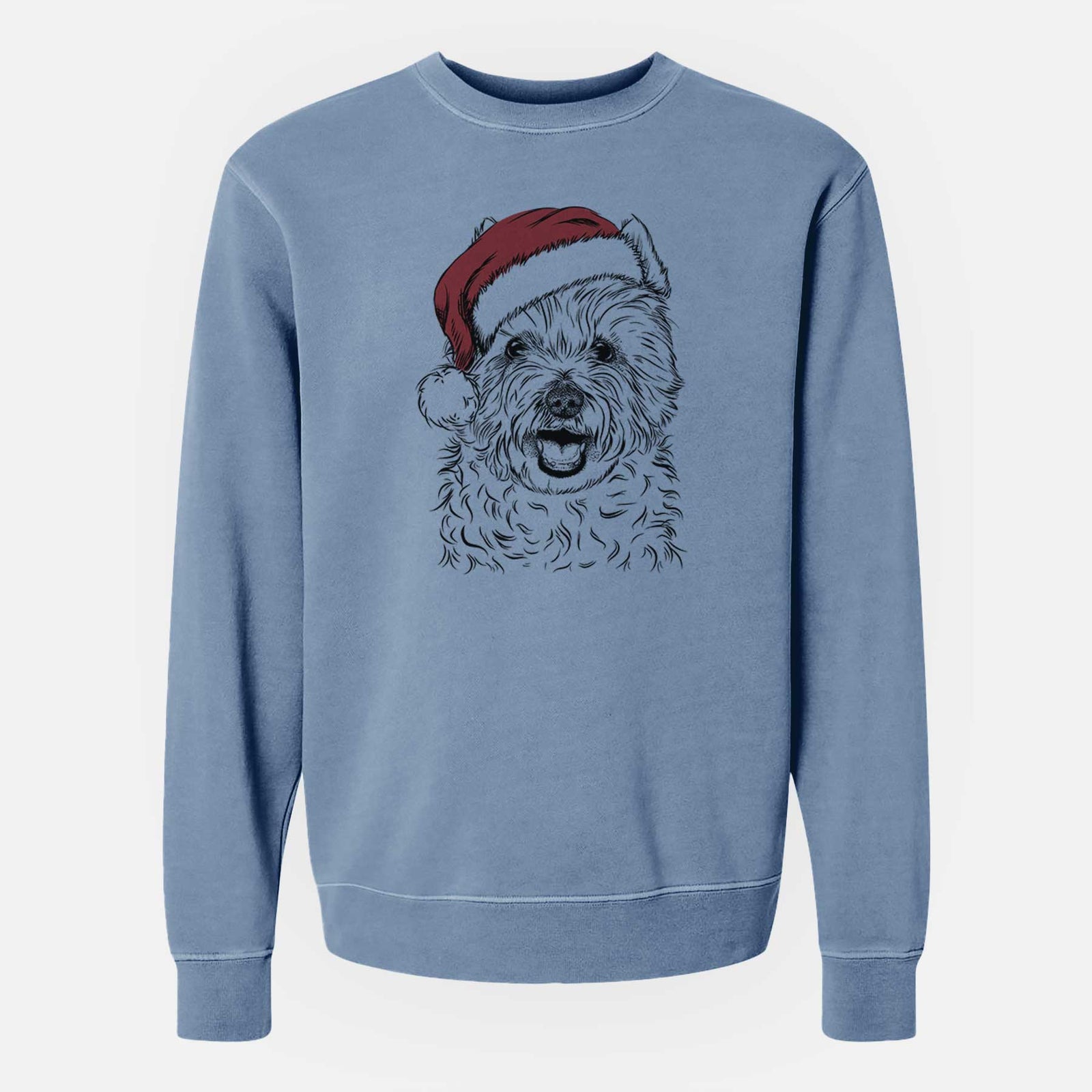 Santa Kami the West Highland Terrier - Unisex Pigment Dyed Crew Sweatshirt