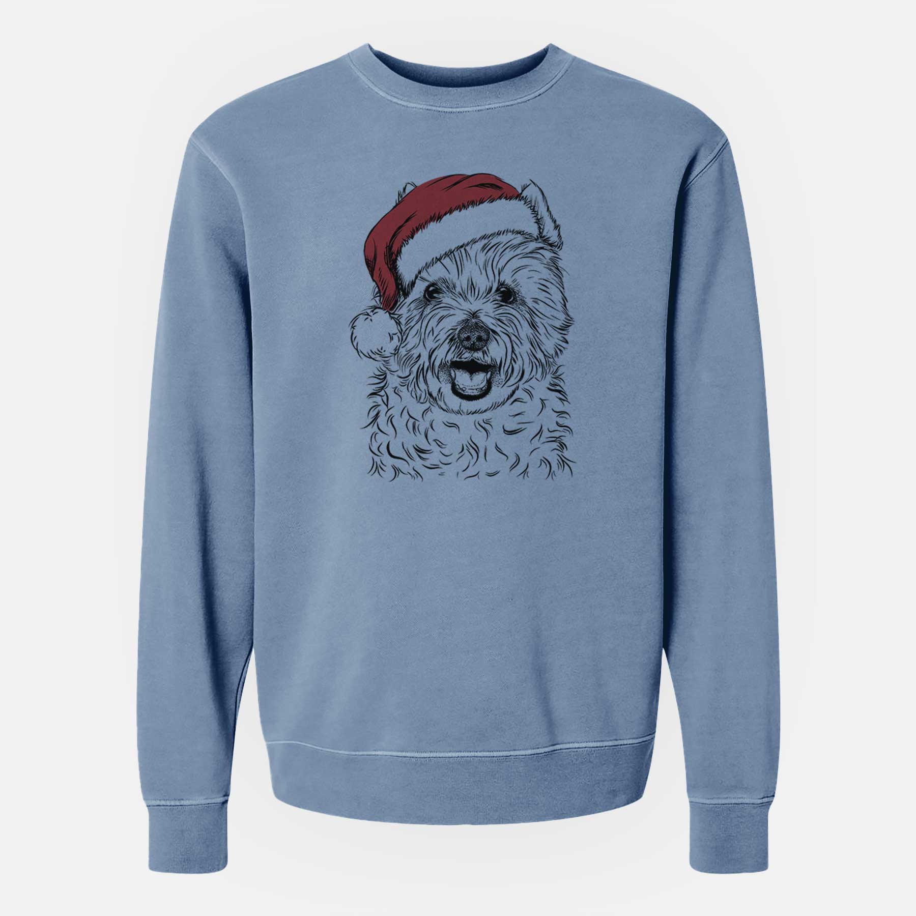 Santa Kami the West Highland Terrier - Unisex Pigment Dyed Crew Sweatshirt