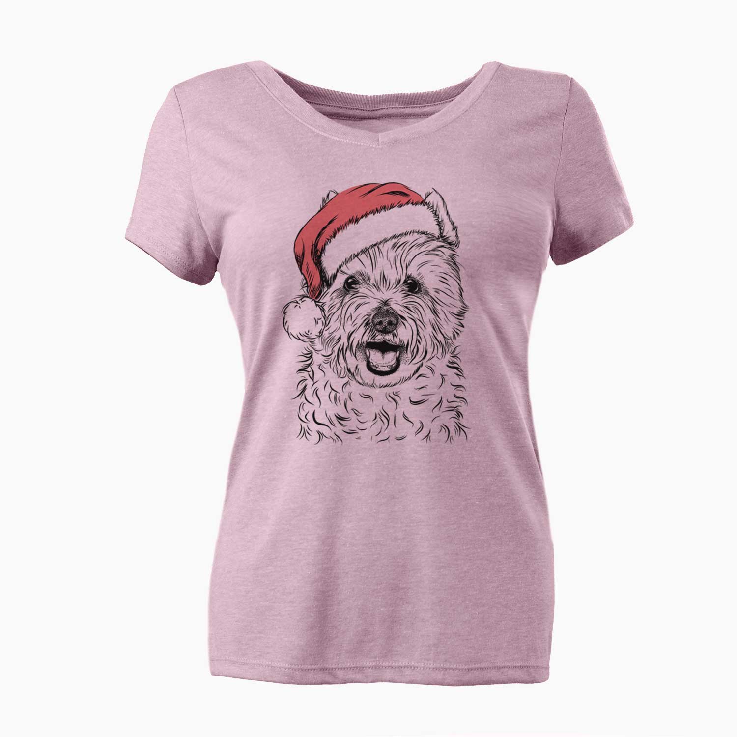 Santa Kami the West Highland Terrier - Women's V-neck Shirt