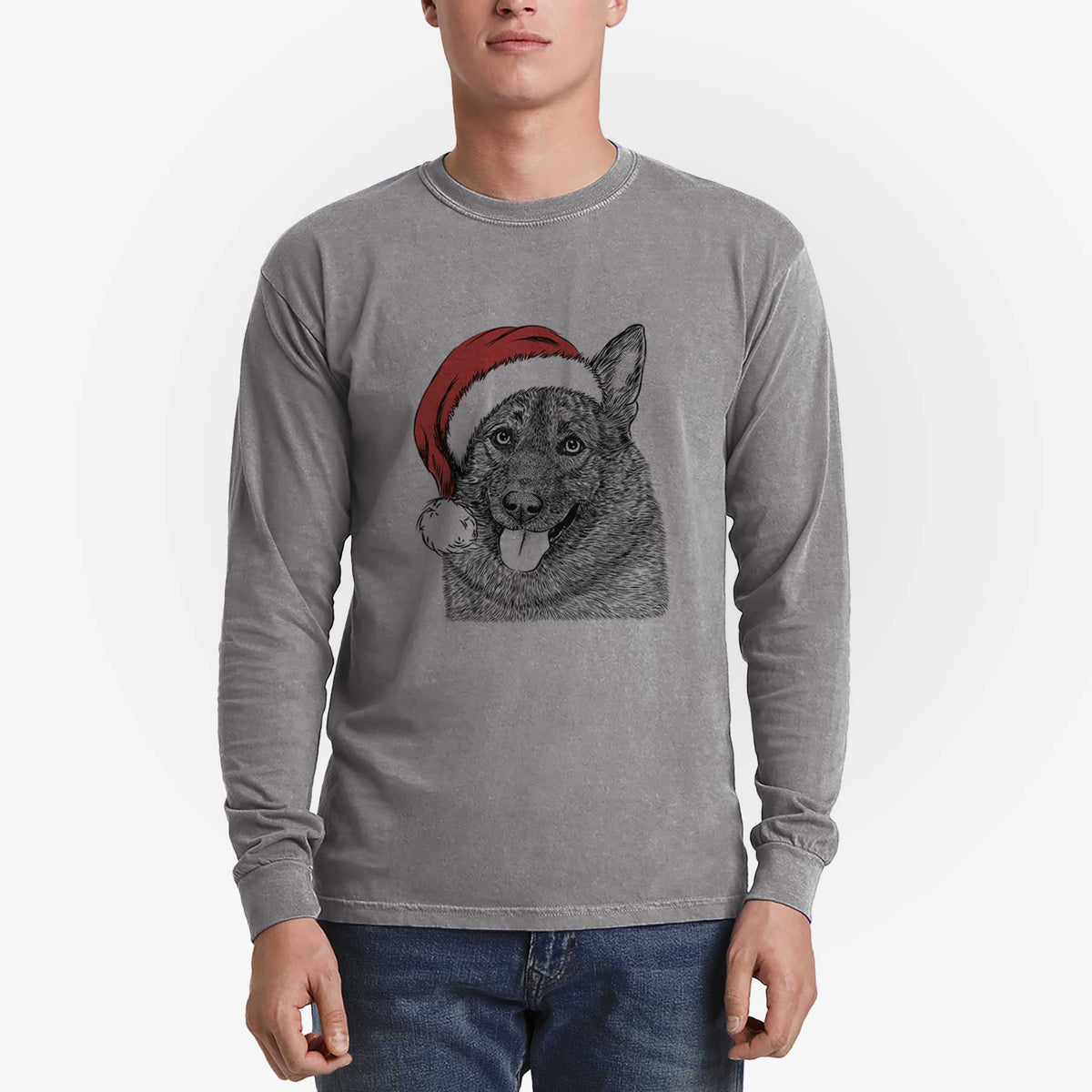 Santa Kasia the Norwegian Elkhound - Heavyweight 100% Cotton Long Sleeve