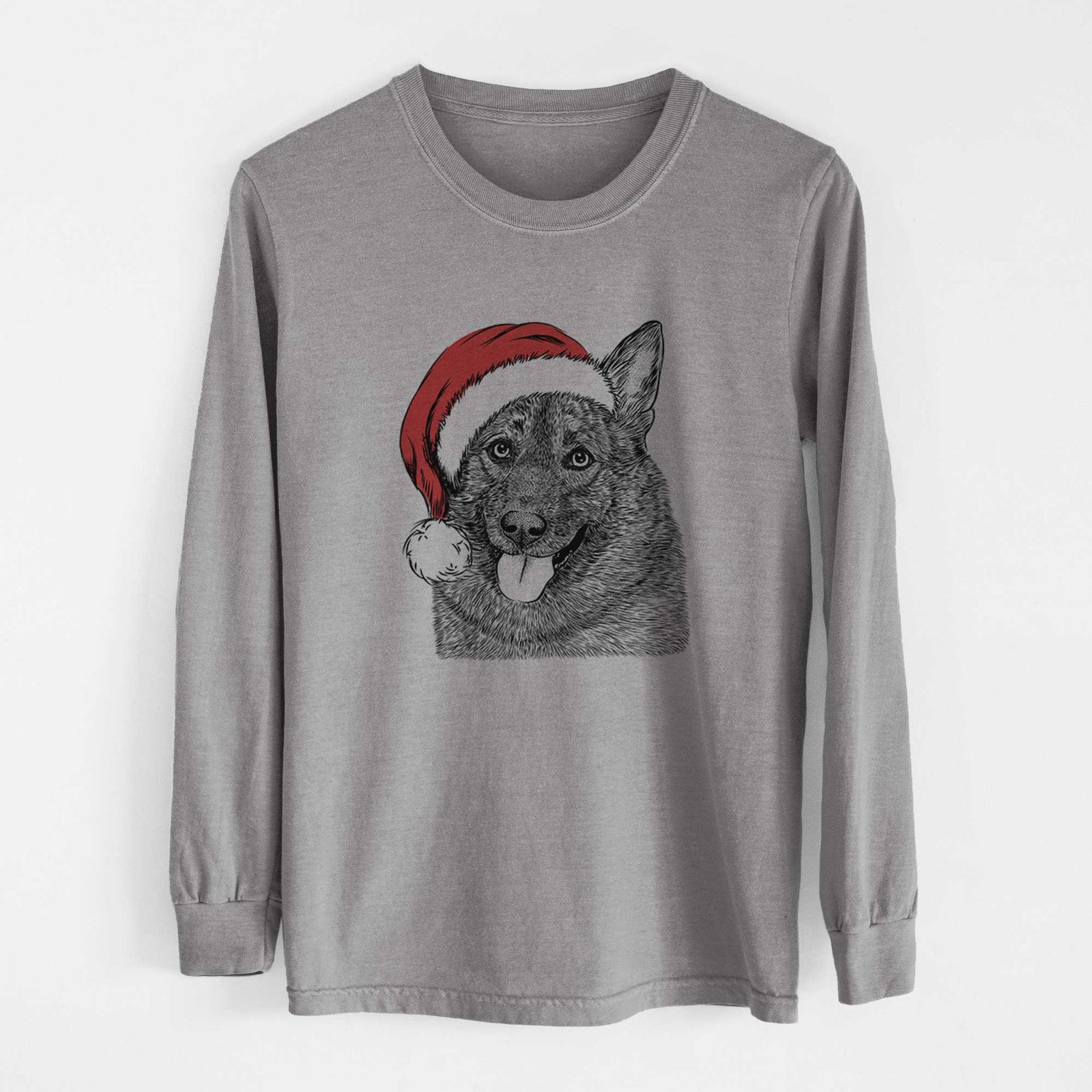 Santa Kasia the Norwegian Elkhound - Heavyweight 100% Cotton Long Sleeve