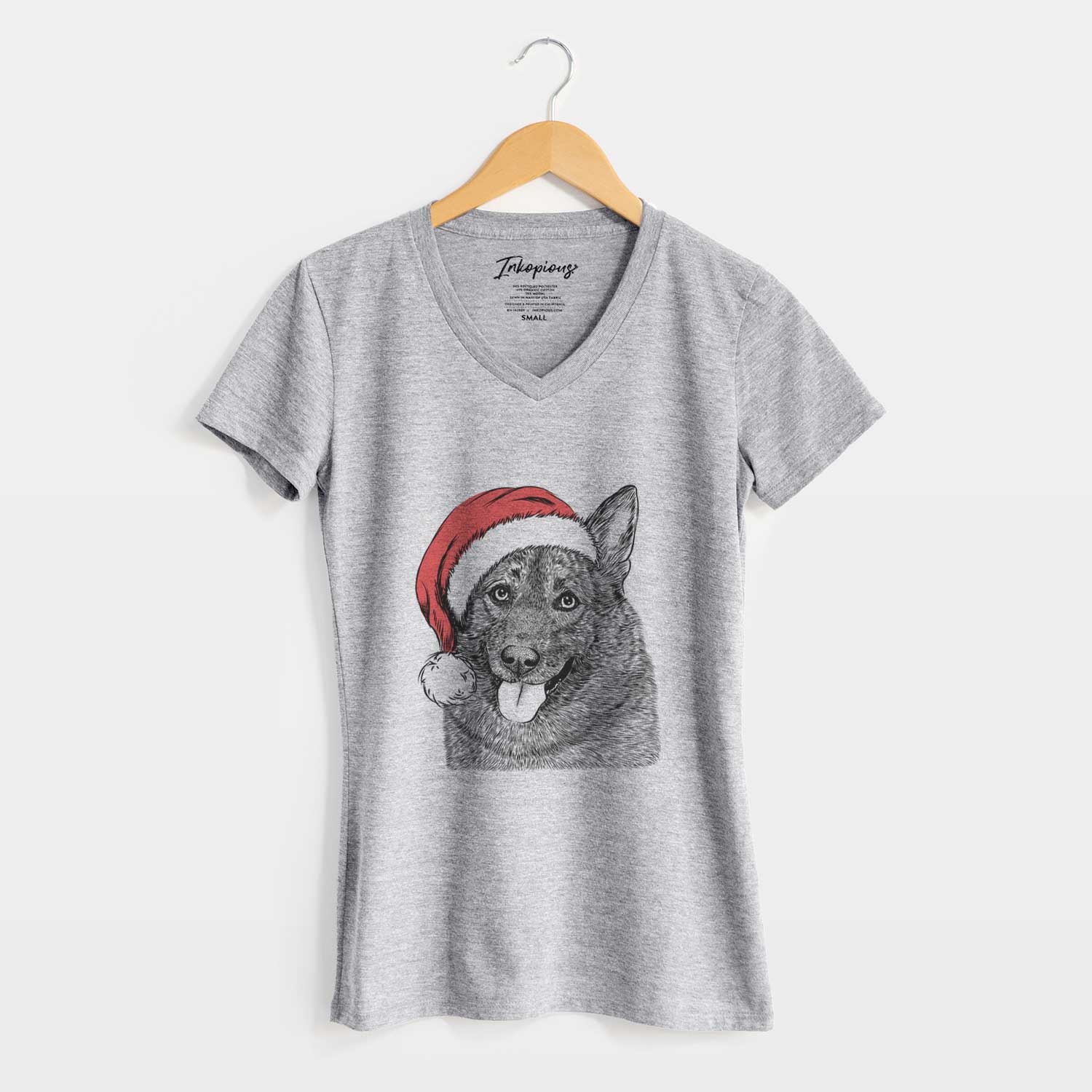 Santa Kasia the Norwegian Elkhound - Women's V-neck Shirt
