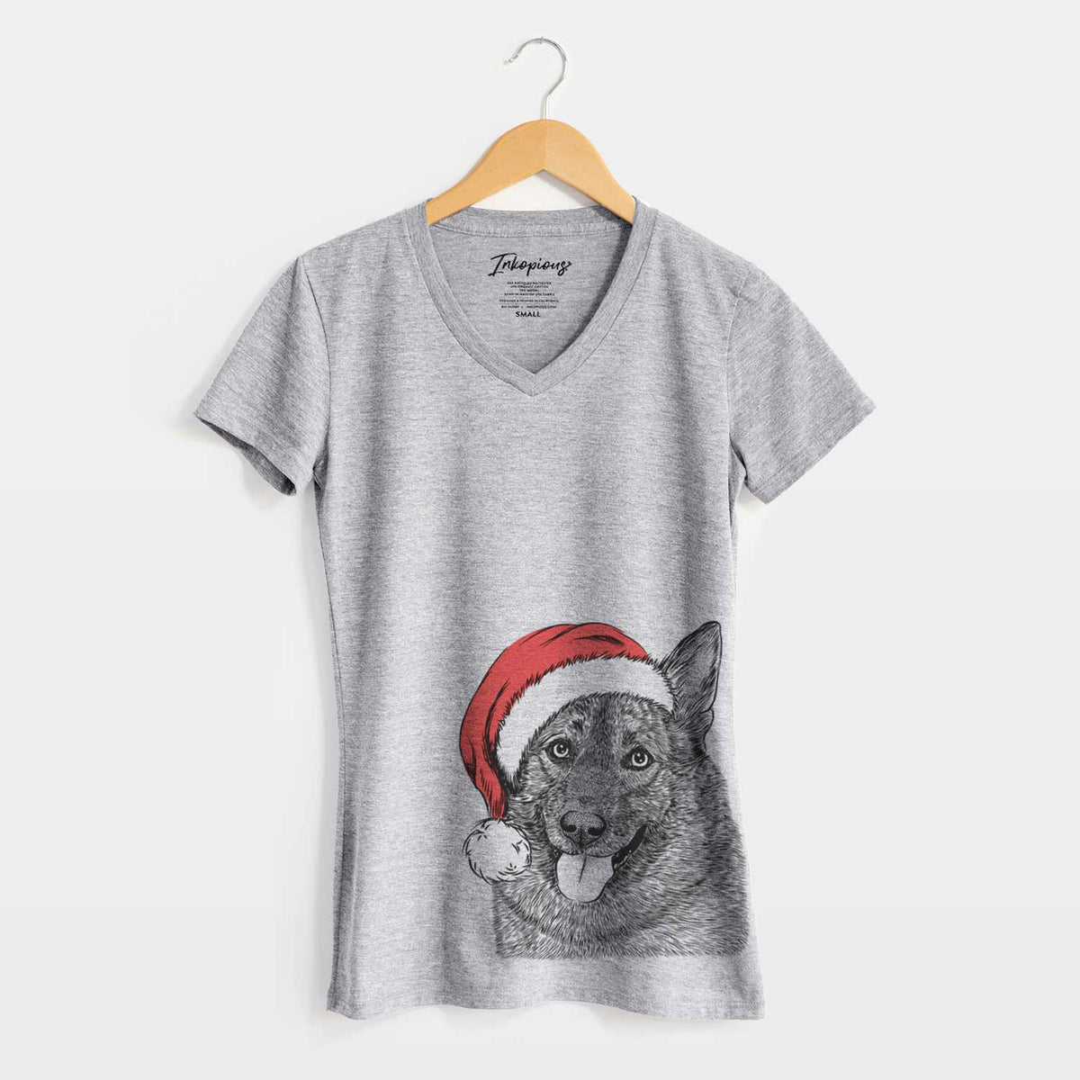 Santa Kasia the Norwegian Elkhound - Women's V-neck Shirt