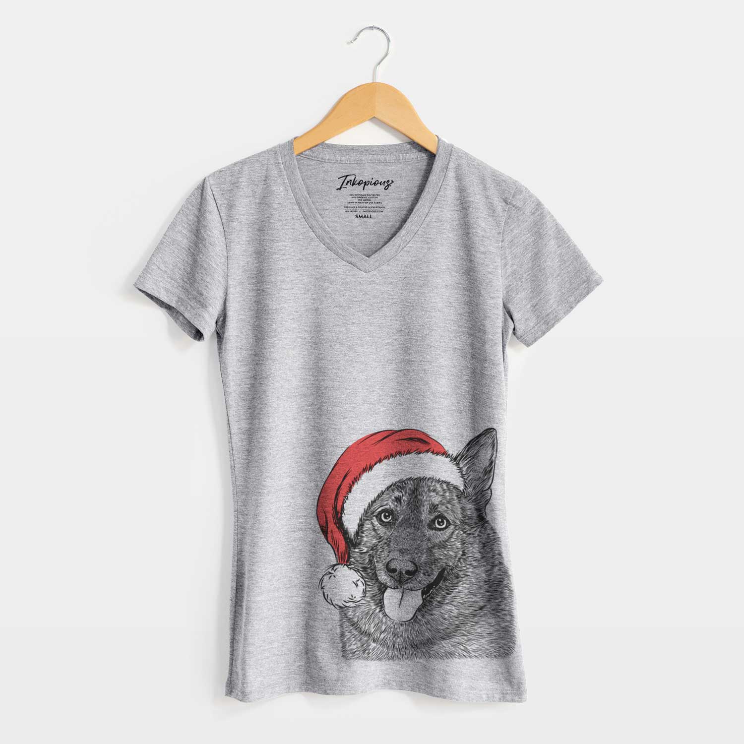 Santa Kasia the Norwegian Elkhound - Women's V-neck Shirt