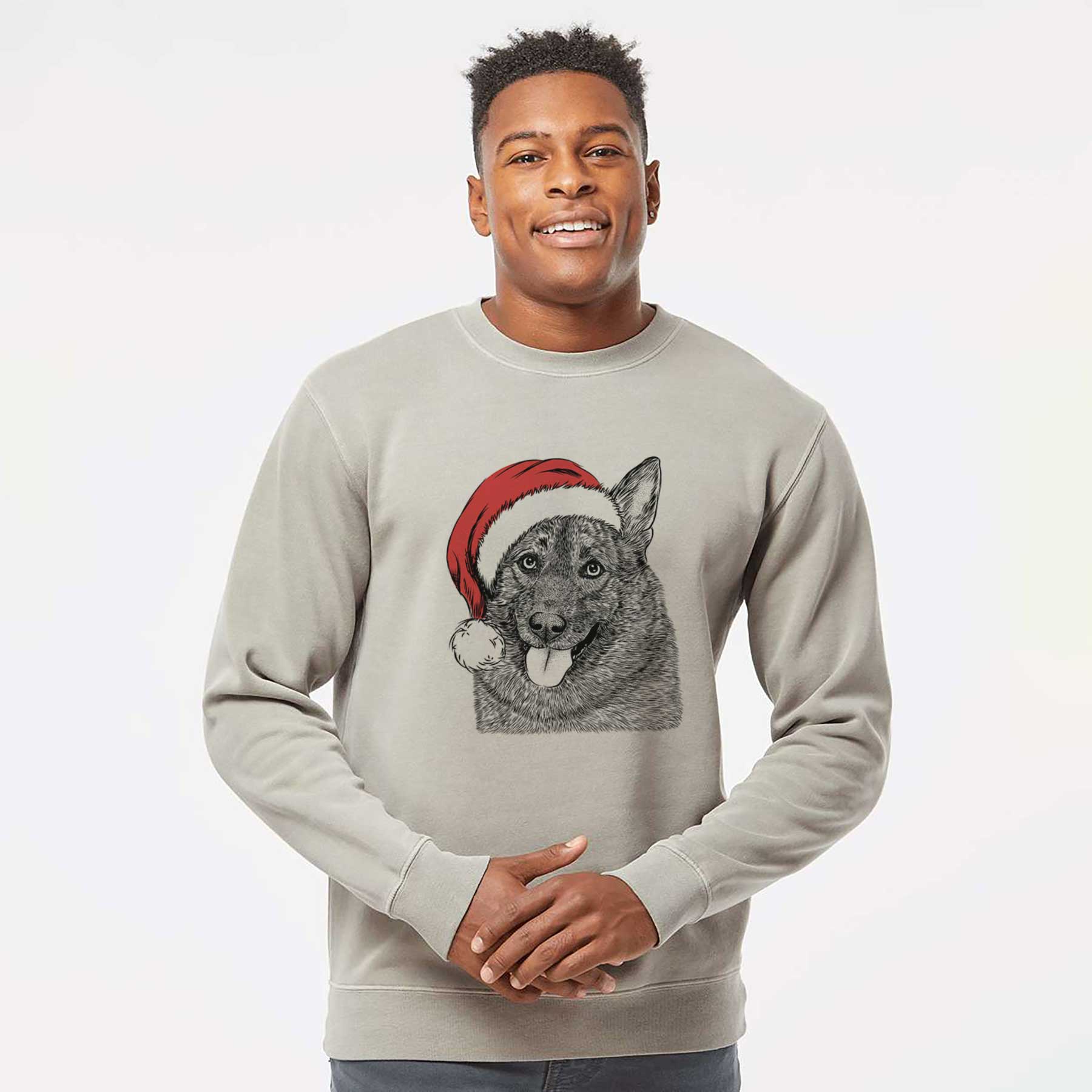 Santa Kasia the Norwegian Elkhound - Unisex Pigment Dyed Crew Sweatshirt