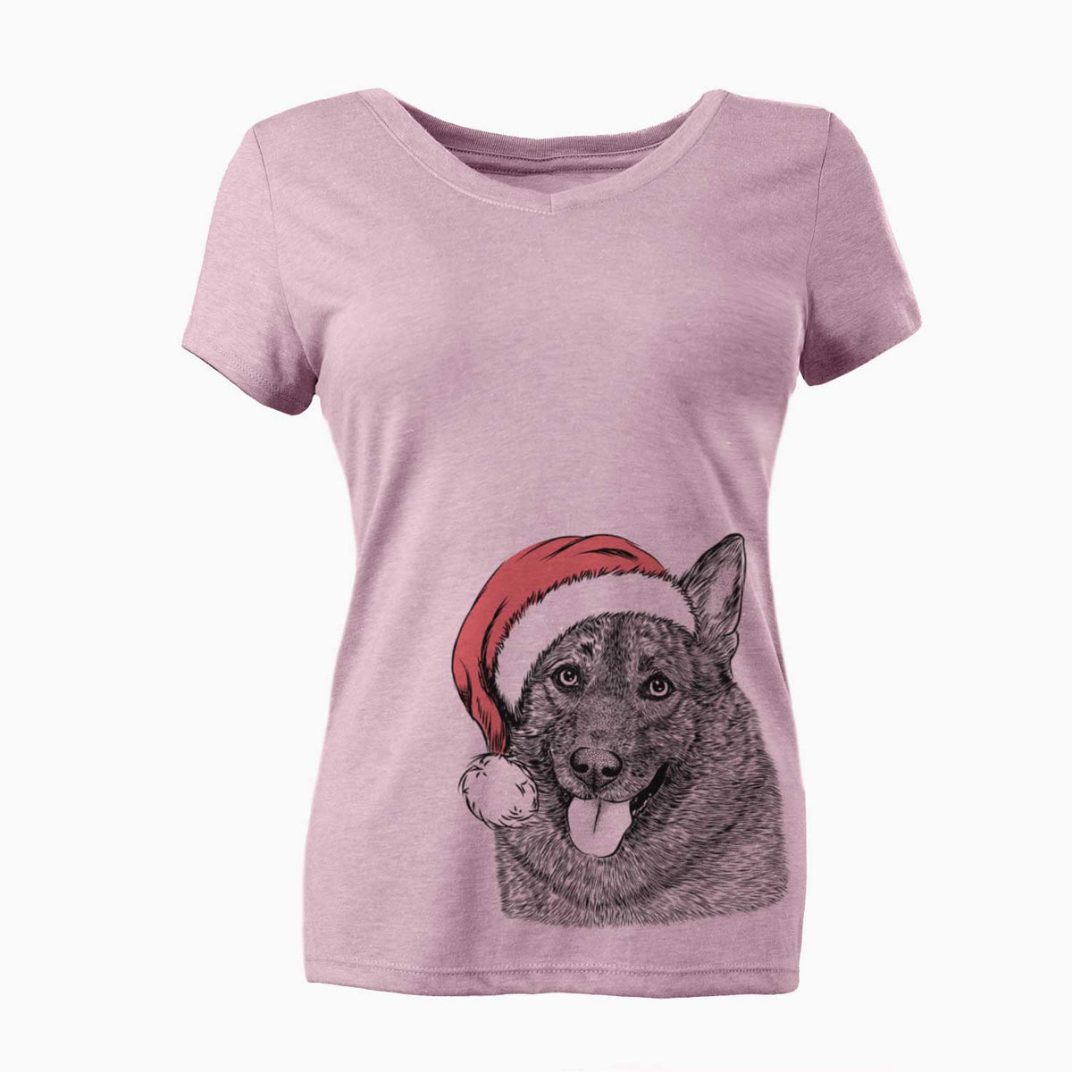 Santa Kasia the Norwegian Elkhound - Women's V-neck Shirt