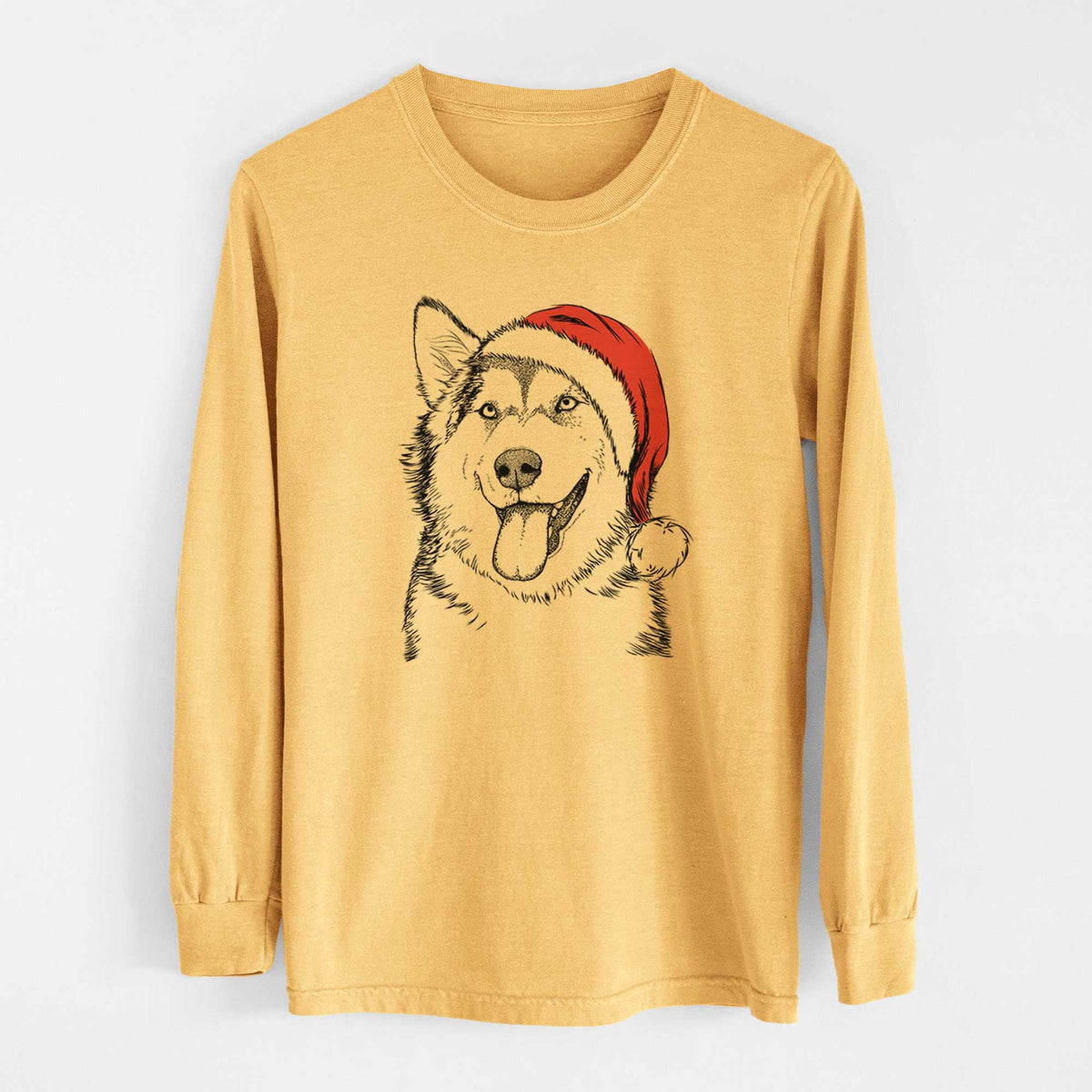 Santa Kaskae the Alaskan Malamute - Heavyweight 100% Cotton Long Sleeve