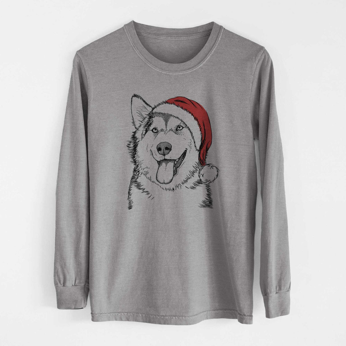 Santa Kaskae the Alaskan Malamute - Heavyweight 100% Cotton Long Sleeve