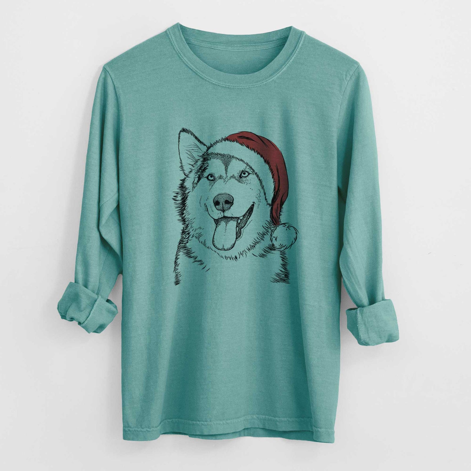 Santa Kaskae the Alaskan Malamute - Heavyweight 100% Cotton Long Sleeve