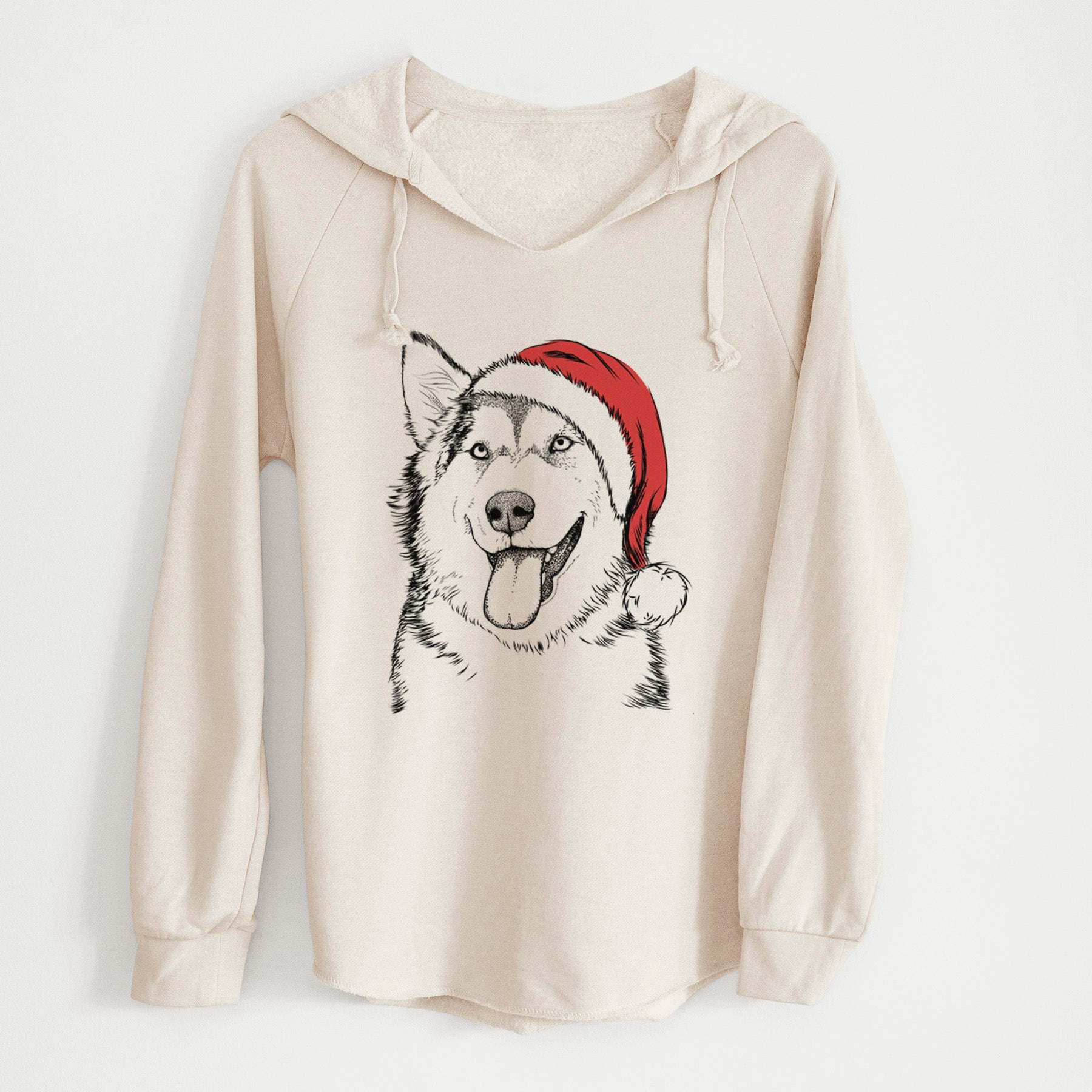 Santa Kaskae the Alaskan Malamute - Cali Wave Hooded Sweatshirt