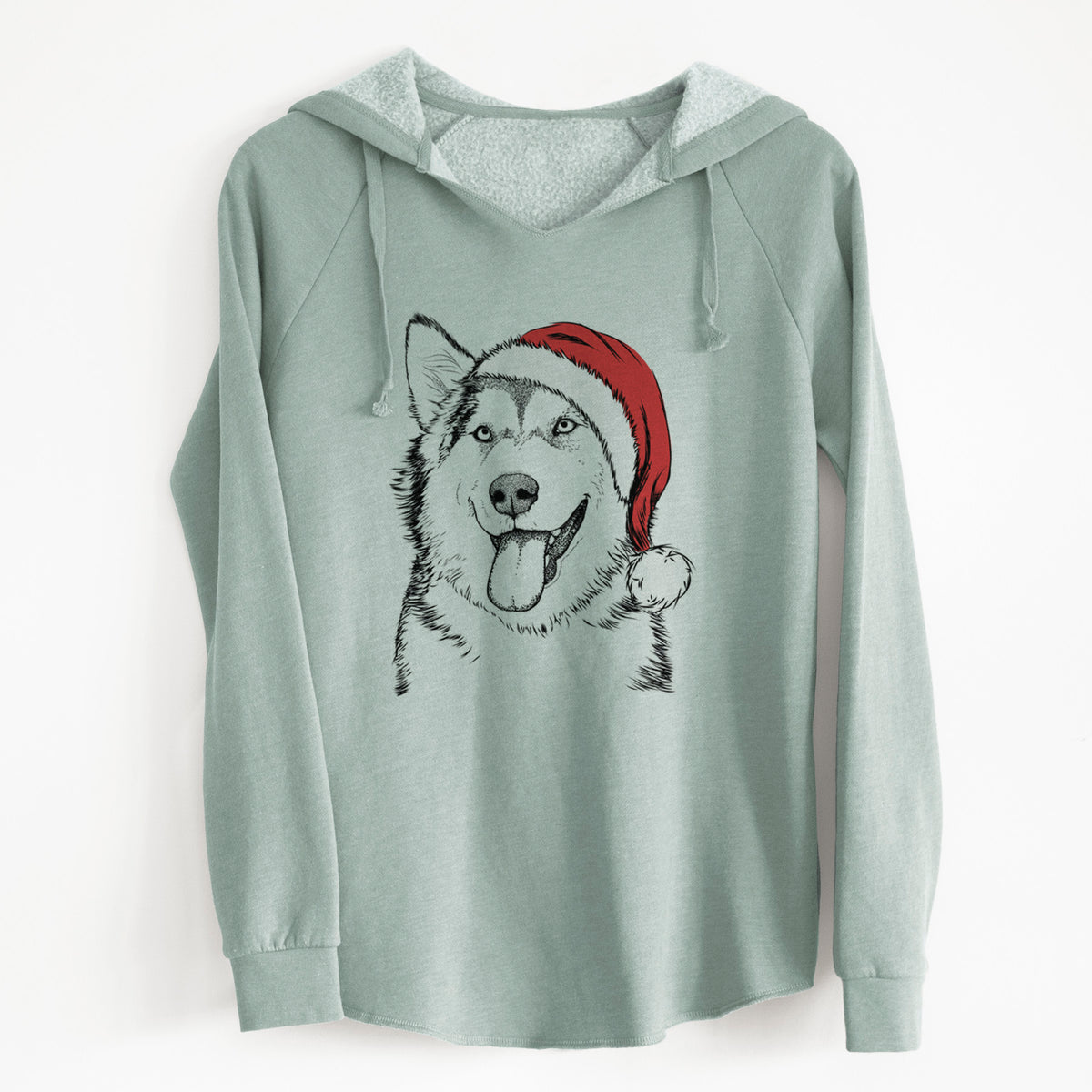 Santa Kaskae the Alaskan Malamute - Cali Wave Hooded Sweatshirt