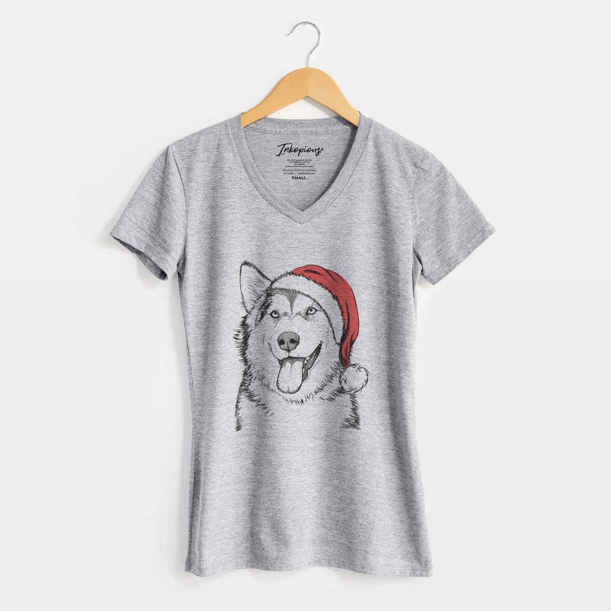 Santa Kaskae the Alaskan Malamute - Women's V-neck Shirt